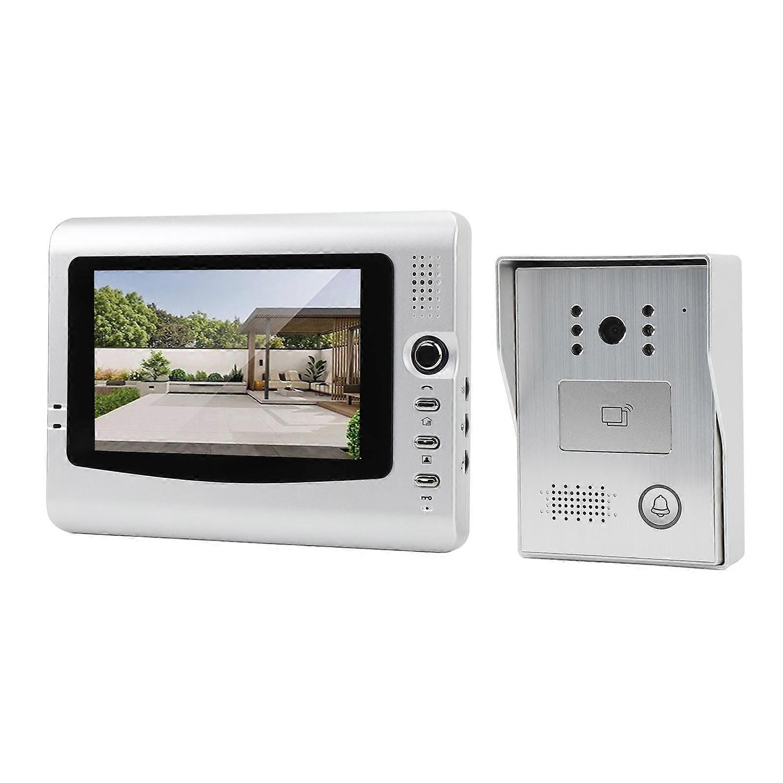 Wired Video Intercom System with Rain Cover IR Night Vision 120º Wide Angle Video Doorbell with 7 Inch TFT Color Screen for Apartments Villa EU Plug 