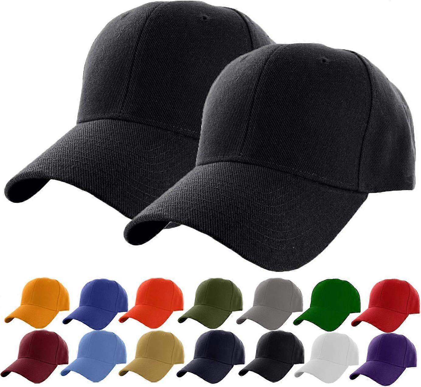 SeraphinaT Set of 2 Plain Adjustable Baseball Cap Classic Adjustable Hat Men