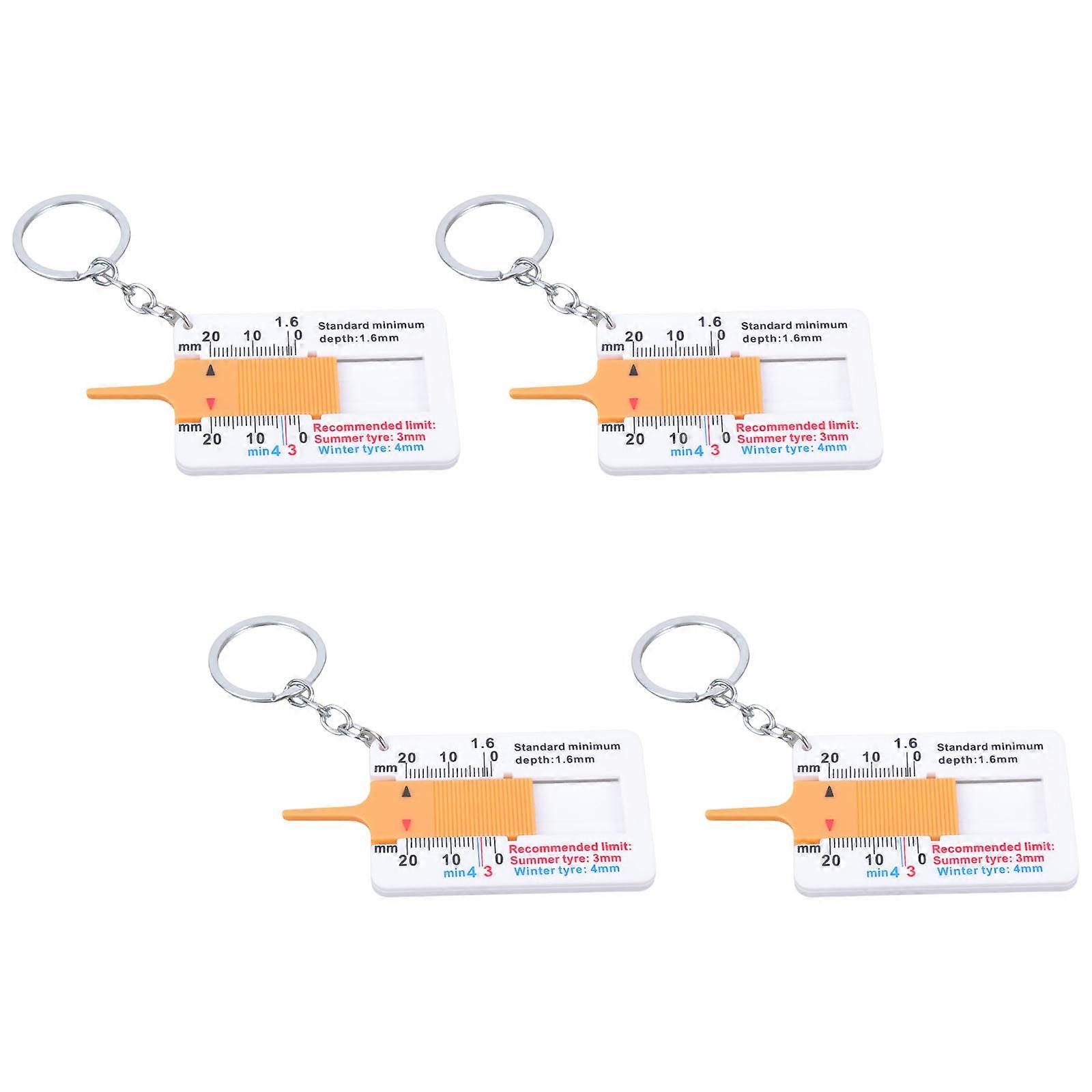 4PCS Tire Safety Tester Tool Digital & Analog Display Set Easy to Carry for Accurate Motorcycle Car Truck Evaluation  Yellow