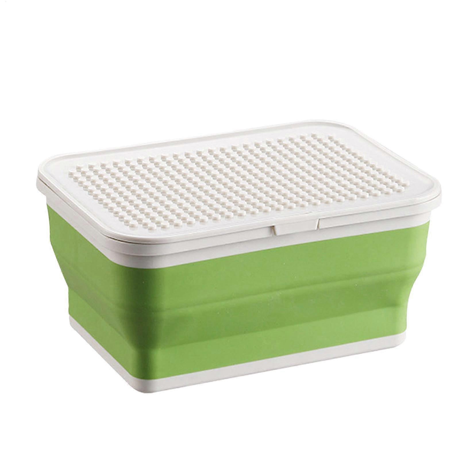 Open Storage Bins Stackable Silicone Cube Storage Bins Organizer For Large Capacity Playroom Cheek Green