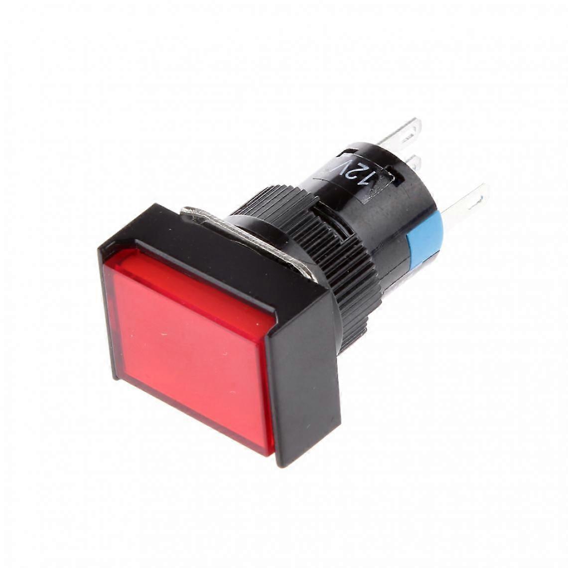 DC 12V Push Button DC Power Auto Momentary Square Reset Switch Green LED Light