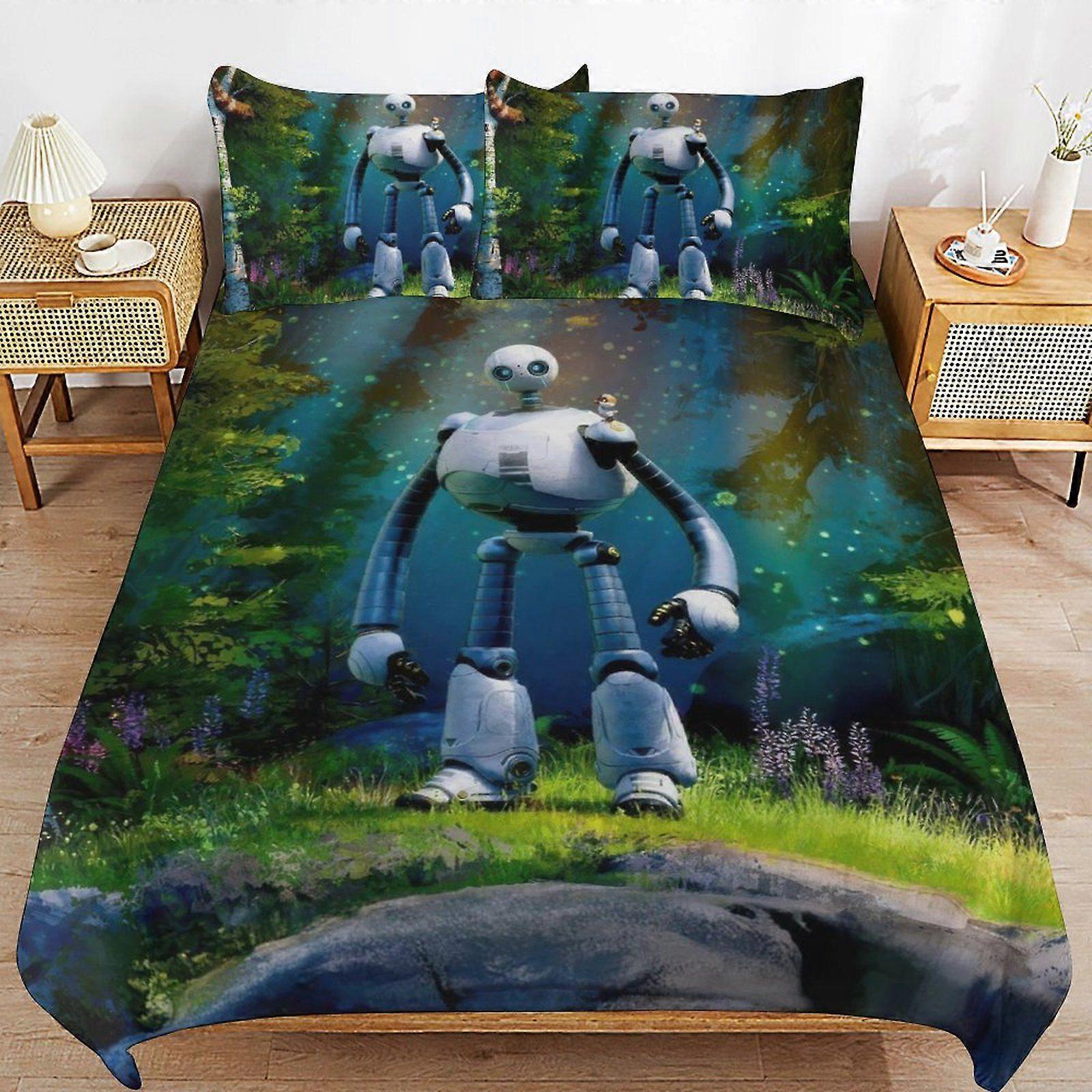 d127 War of the Robots Soft Zip Access Comfort Line Strong Fabric Handling Thread Weave Duvet Cover Sets Room Fit b127