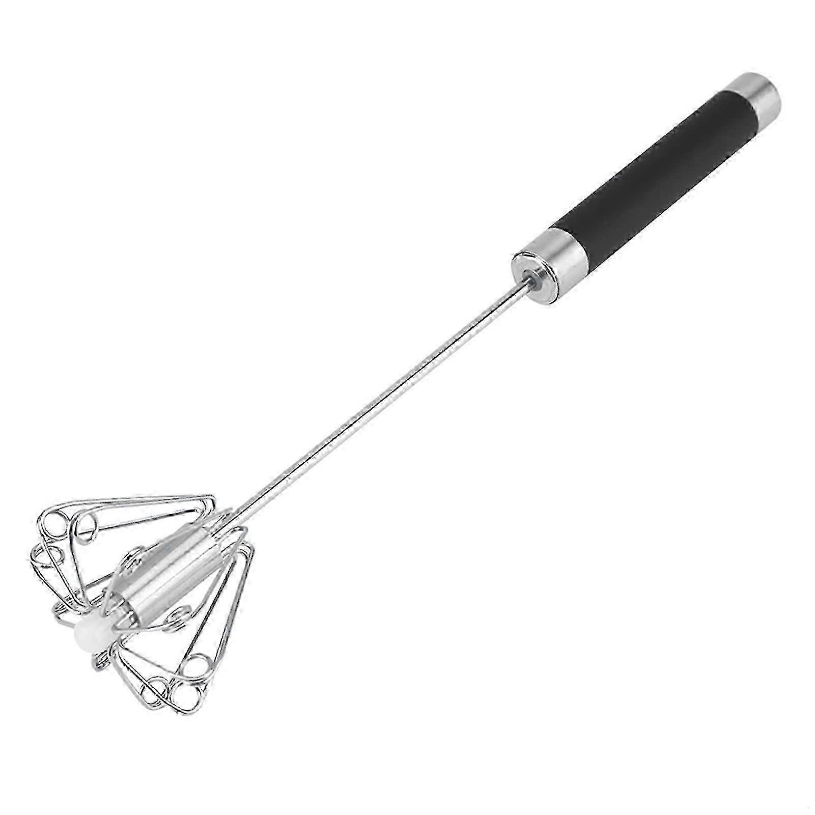 Semi-Automatic Rotatable Stainless Steel Egg Beater with  Push Whisk