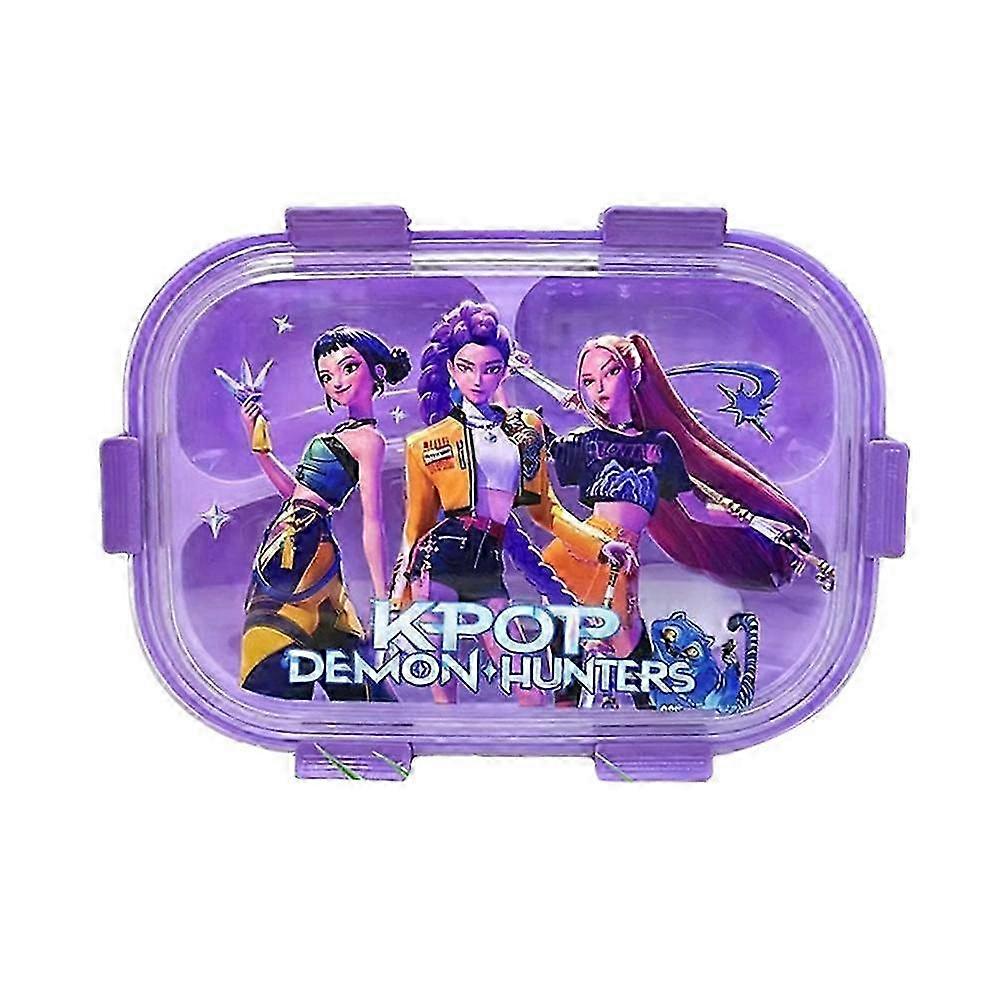K-Pop Demon Hunters Kids Lunch Box with Built-in Cutlery Compartments