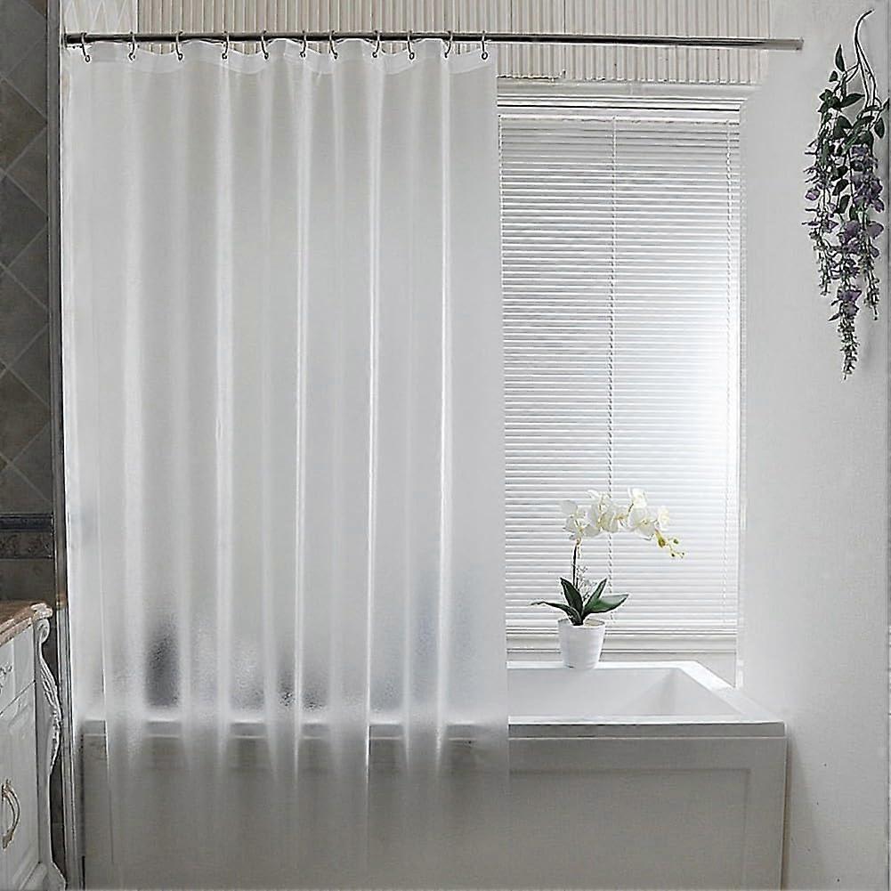 Waterproof EVA Shower Curtain 180x180cm with Hooks, Solid Color, Reinforced Header for Bathroom Use