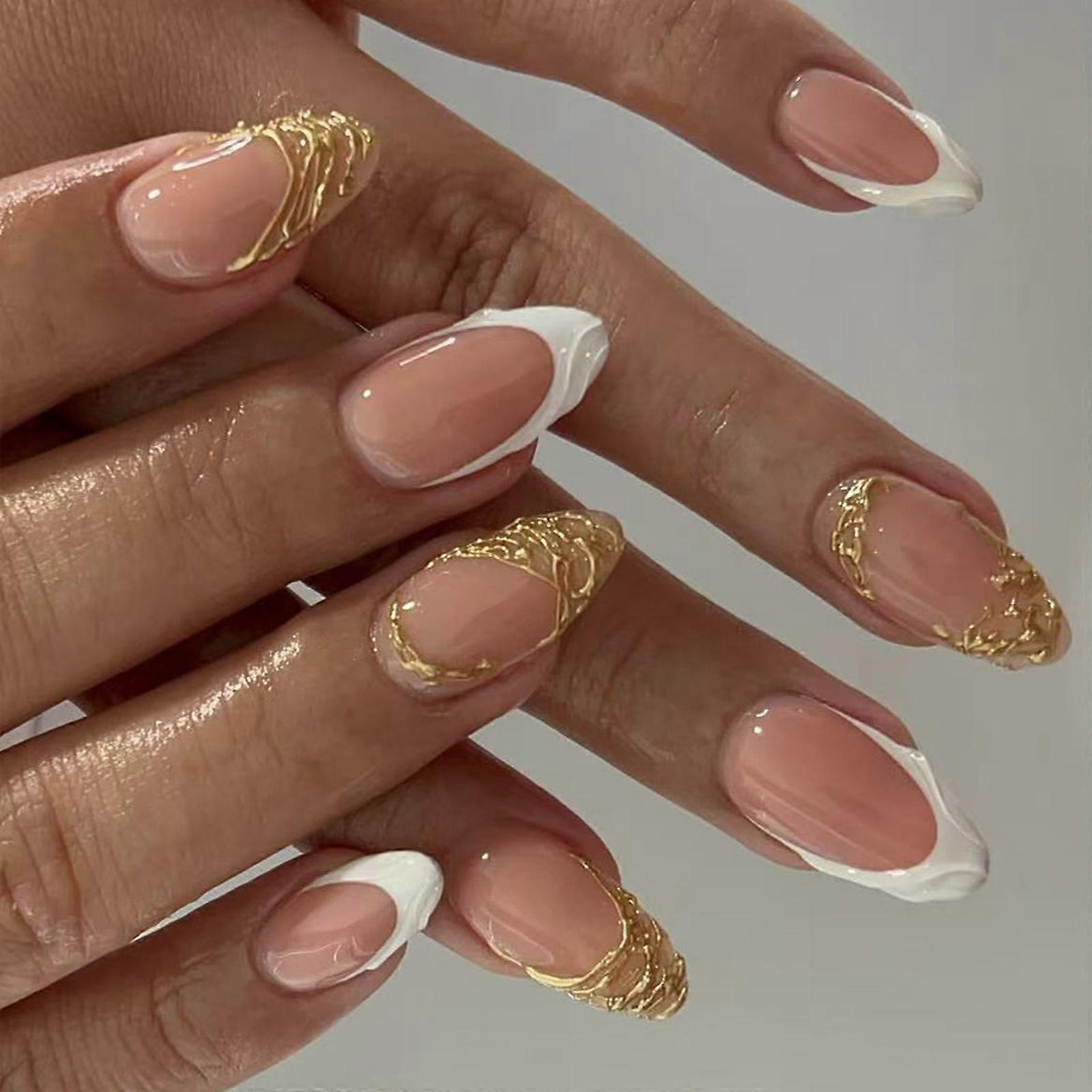 24PCS Elegant Press On Nail with 3D Design Art False Nail for Professionals and Party Enthusiasts Quick Application Multicolor