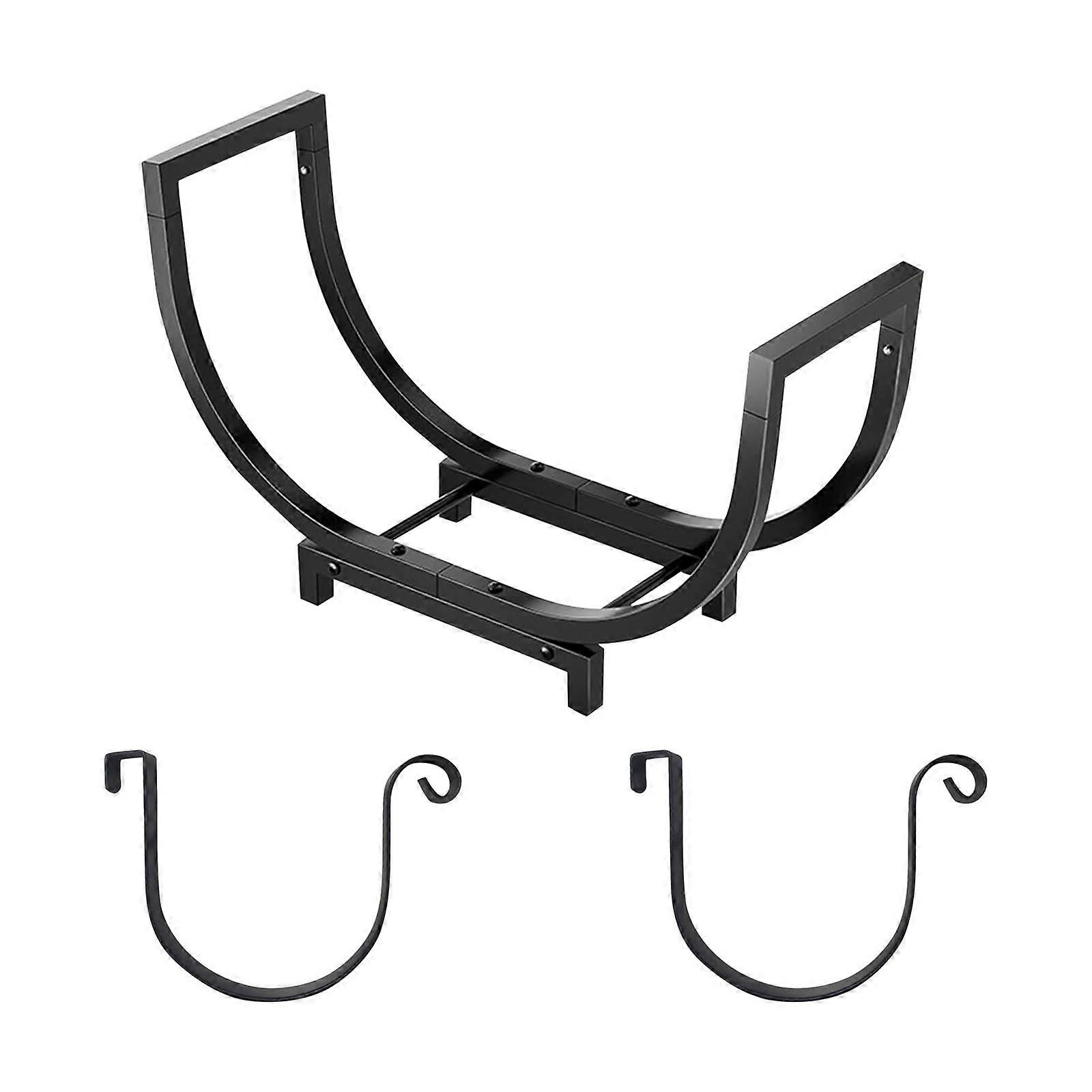 Curved Firewood Support with Preventative Finish Spacious Wood Rack for Winter Fuels Storage Quick Assembly Metal Frame Multicolor