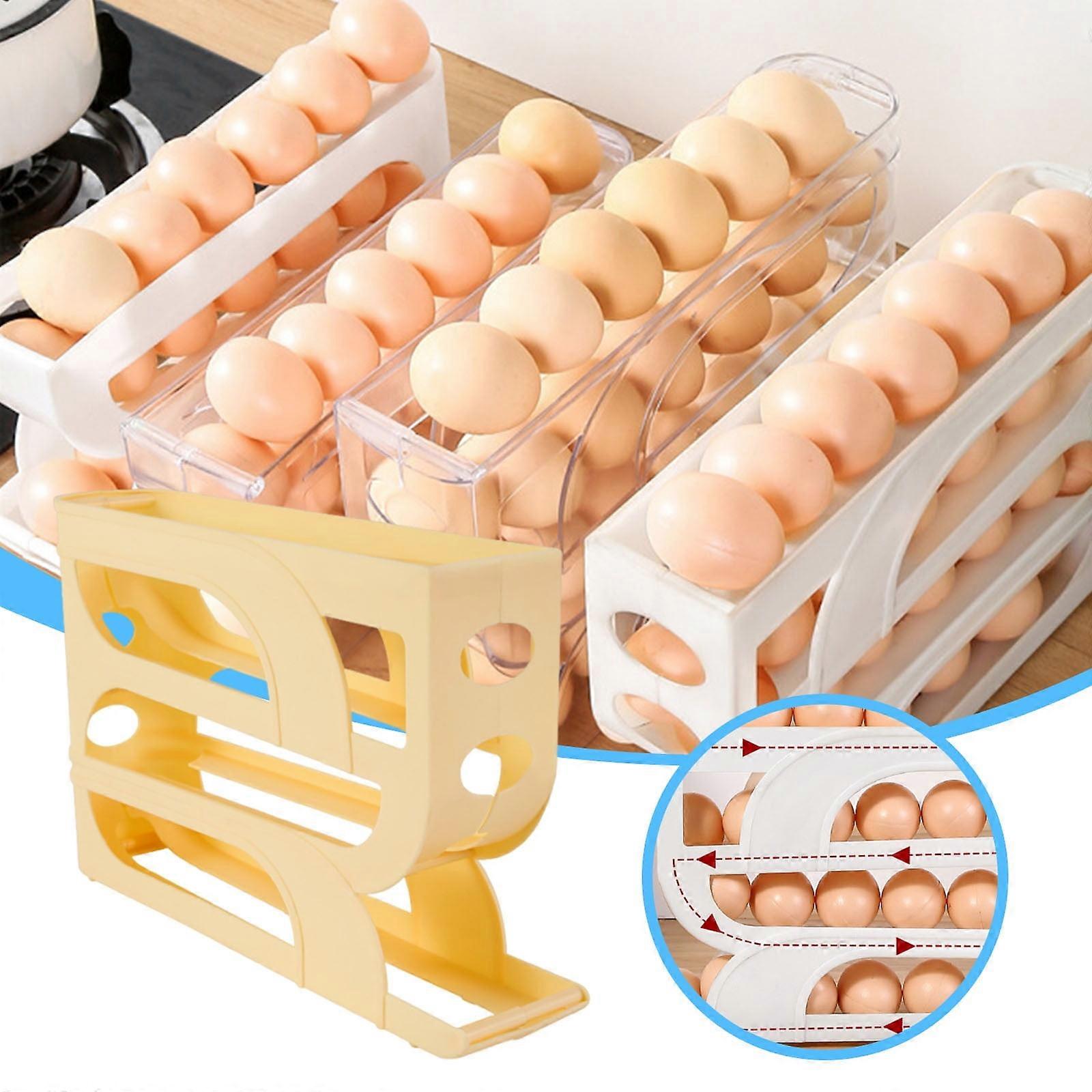 YiFudd Refrigerator Side Door Automatic Rolling Slide Type Eggs Storage Box Eggs Tray Eggs Preservation Rack