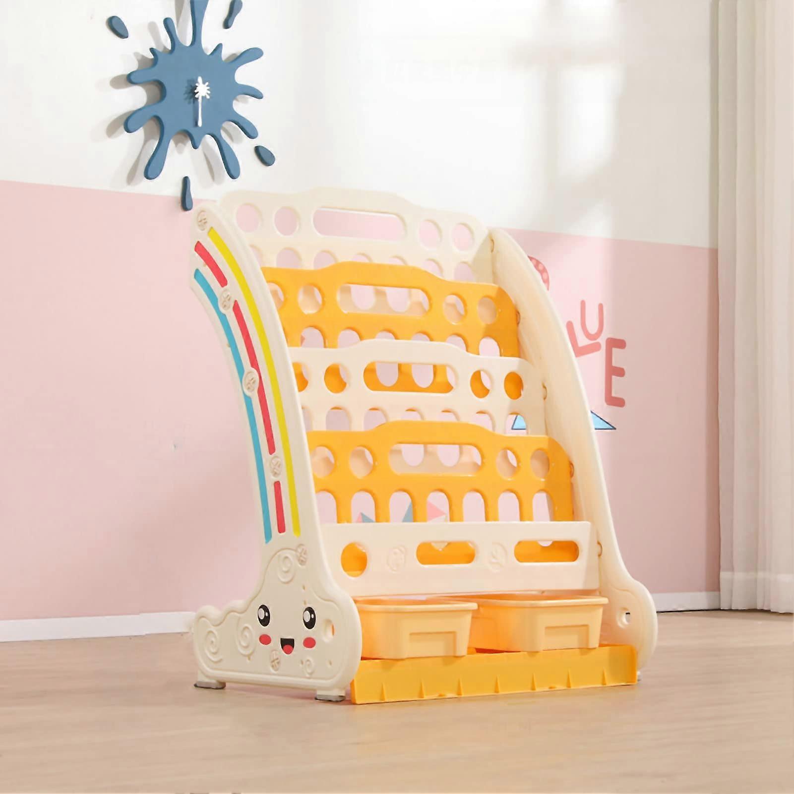 Children Bookshelf with 5 Tiers Plastic Book Storage Rack for Toddlers and Kindergarten