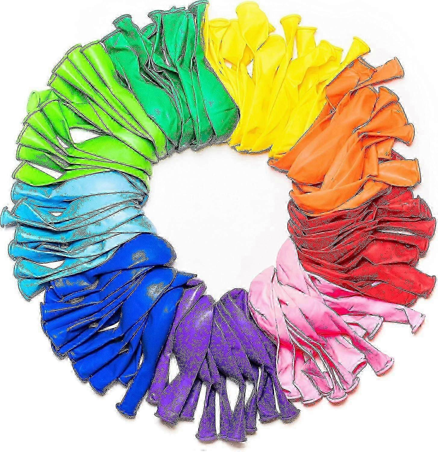 Balloons Rainbow Set (100 Pack) 12 Inches, Assorted Bright Colors