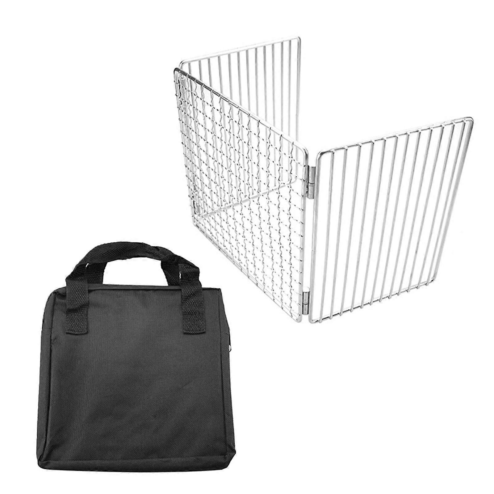 Space Saving Foldable Grilling Net Foldable BBQ Stove Grill Net for Outdoor Camping Stainless Steels Fish Grilling Net Multicolor