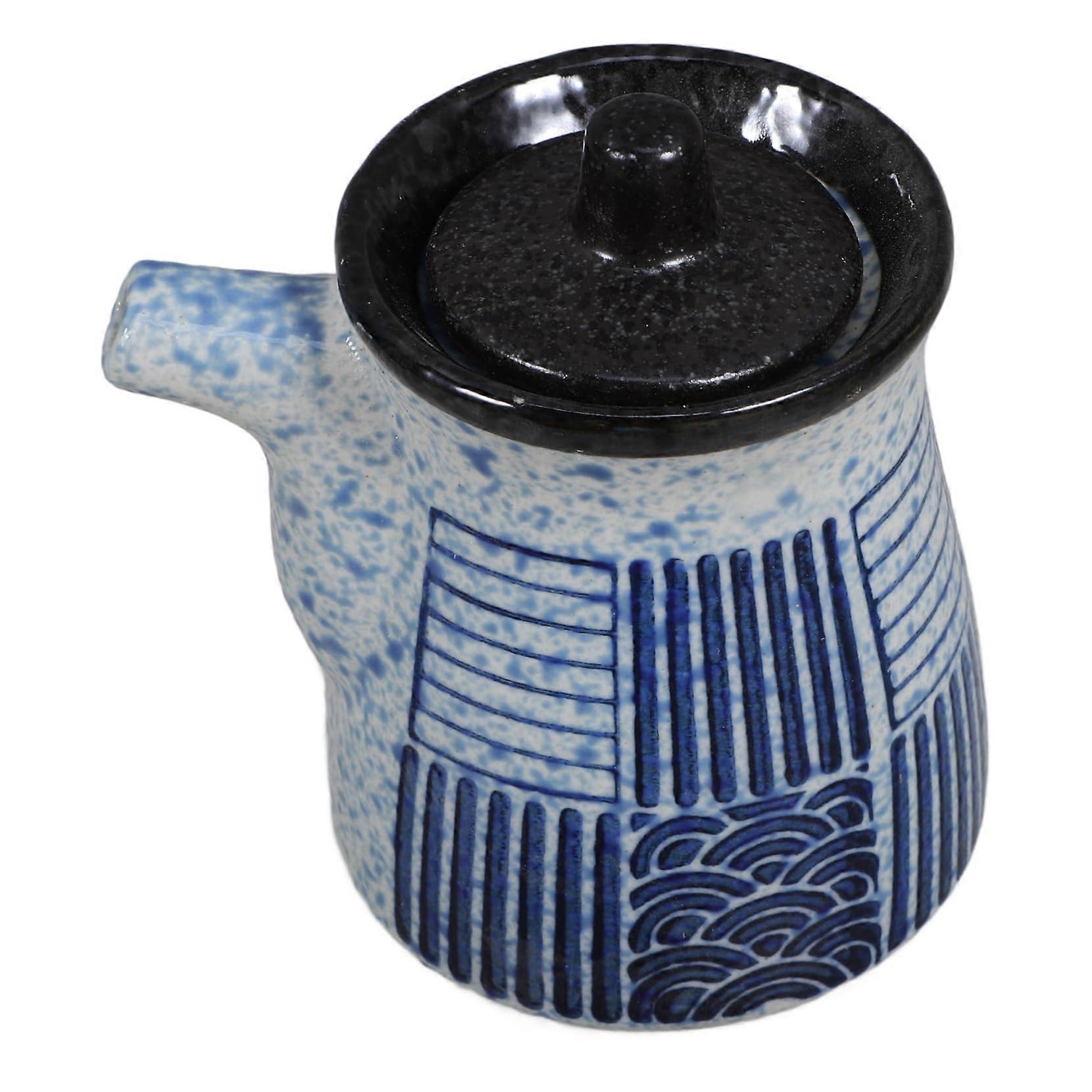 Ceramic Soy Sauce and Vinegar Dispenser with Pour Spout for Home Cooking and Dining