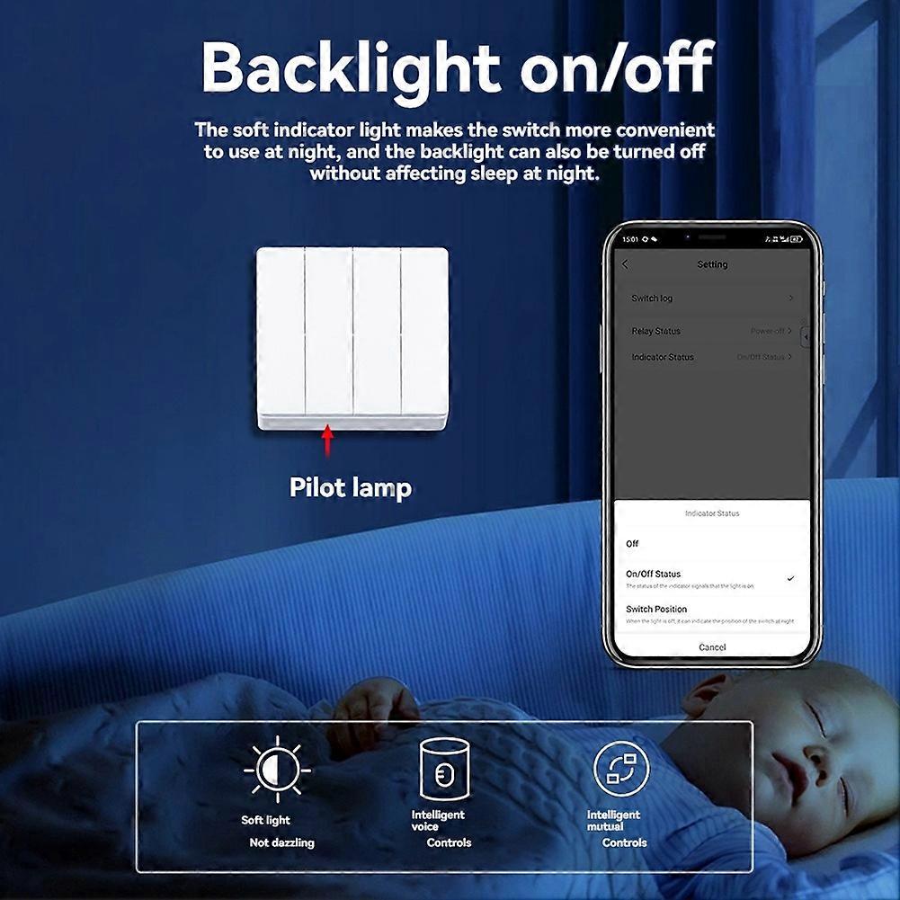 Tuya ZigBee Smart Switch Wire Single Zero Fire Universal Smart Home 86 Type Switch Work with Alexa Google Home A
