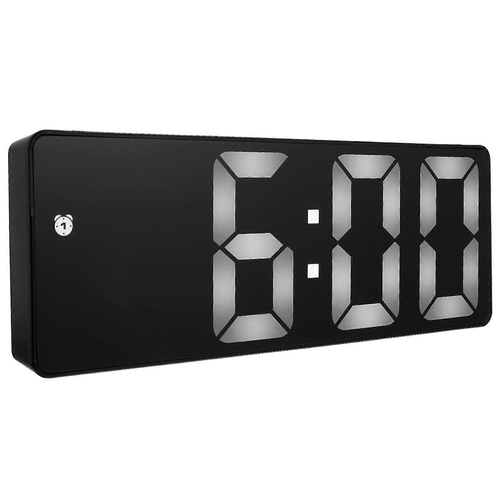 LED Digital Alarm Clock Large Screen with Voice and Temperature Display for Bedroom Desk White