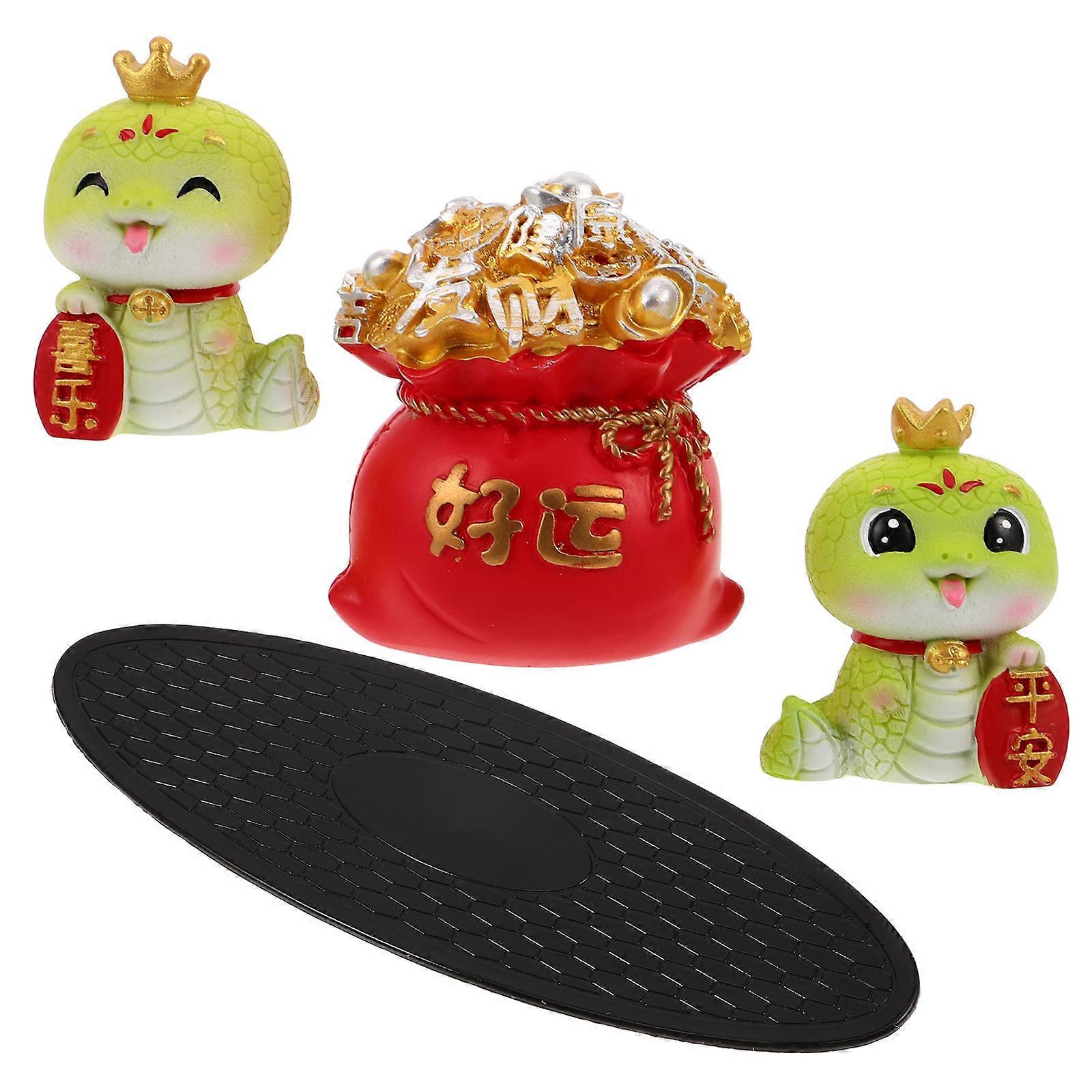 Resin Zodiac Snake Sculpture for Car Dashboard 1Set Mini Snake Figurine