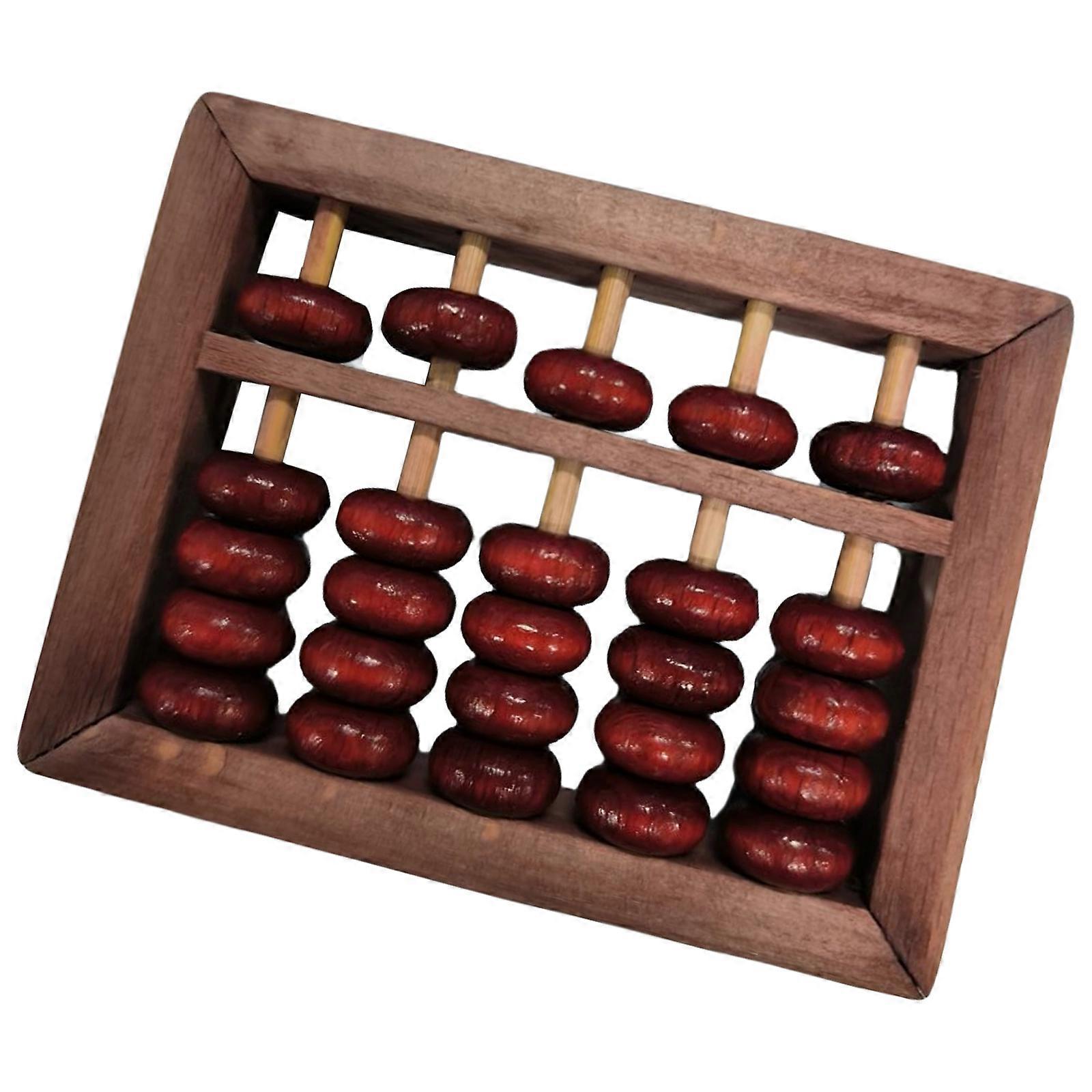 5-Digit Abacus Chinese Calculator Mathematical Soroban Abacus Wood Abacus for Children  Red