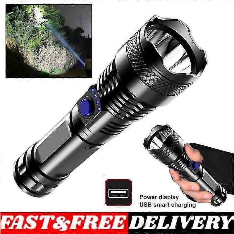 1-3X Most Powerful Long Range LED Flashlight High Power USB Rechargeable Strong Light