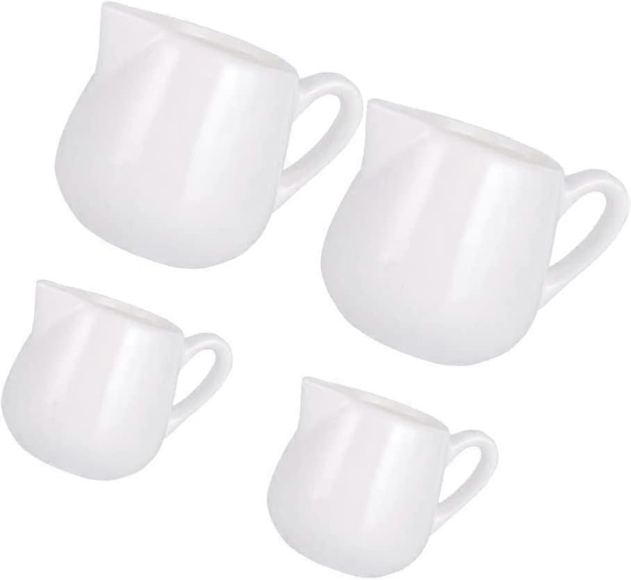 Ceramic Milk Creamer Pitcher Set of 4 with Dripless Spout for Coffee Tea Sauce Gravy Serving