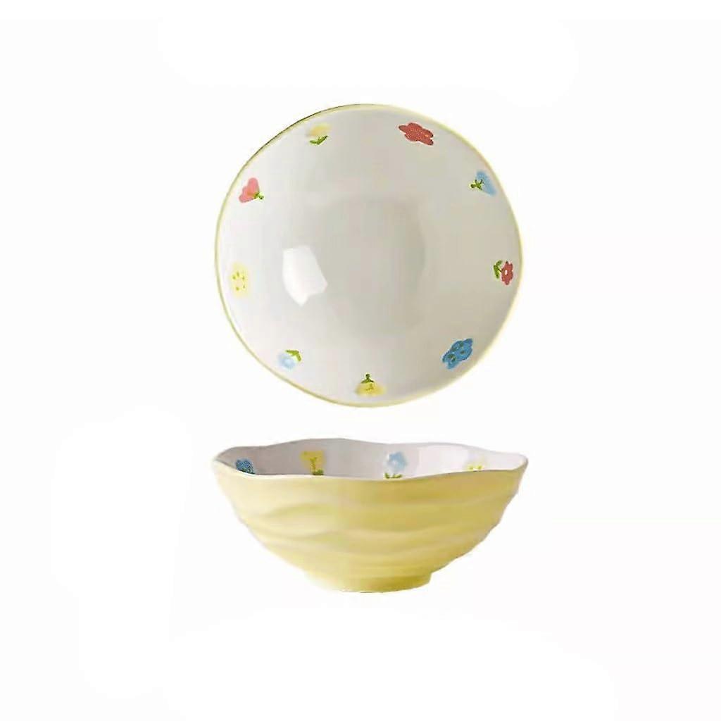 Ceramic Soup Bowl with SpillResistant Design, Large and Small Ramen Bowl, Floral Pattern, Microwave Safe