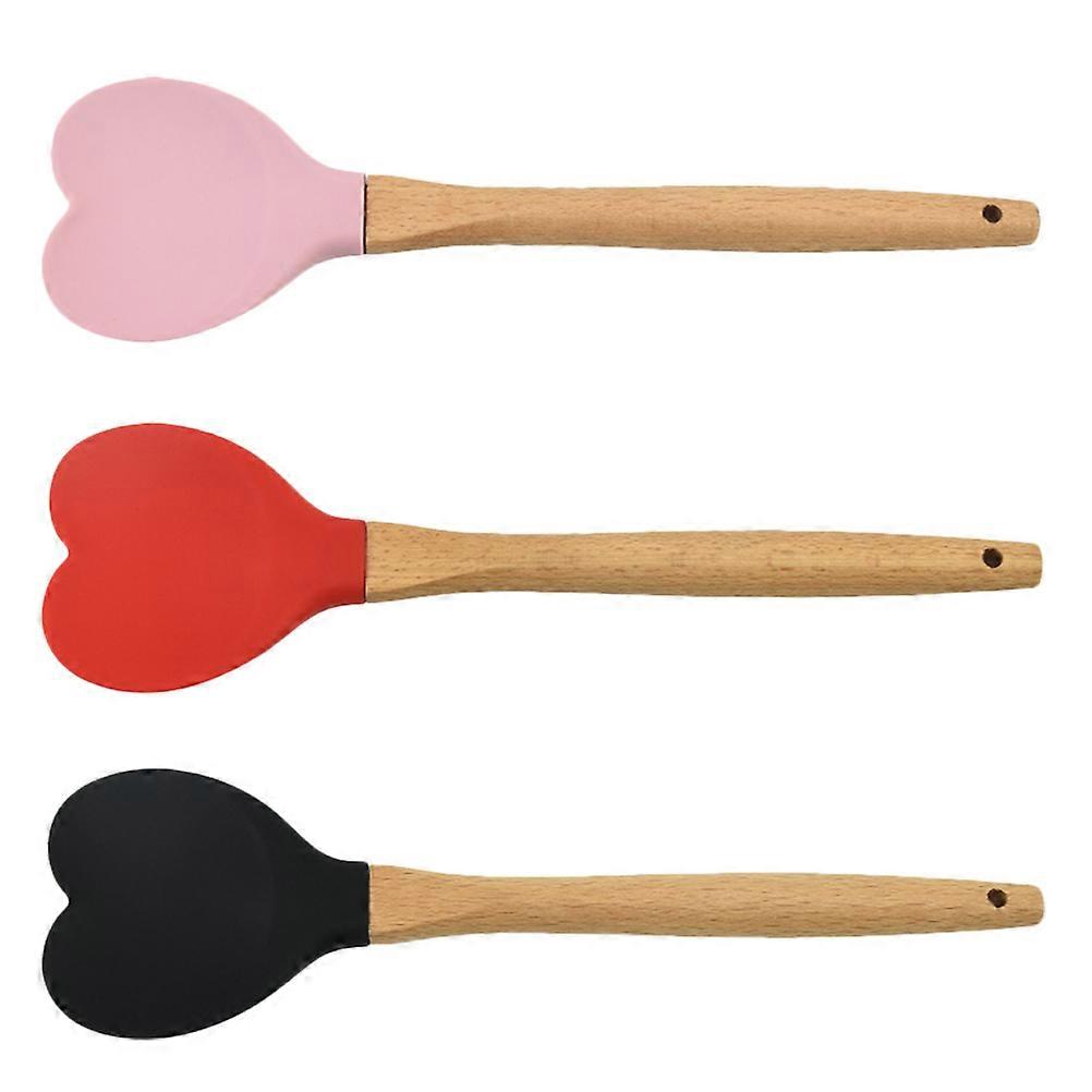 Nonstick Cookware Utensils Heart Shaped Spatula Scraping And Mixing Pink 3Pcs