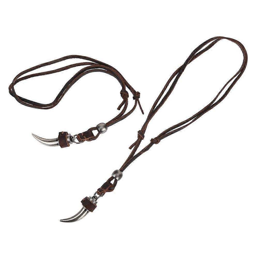 Wolf Teeth Necklace for Decor Featuring Adjustable Cord 2Pcs Set