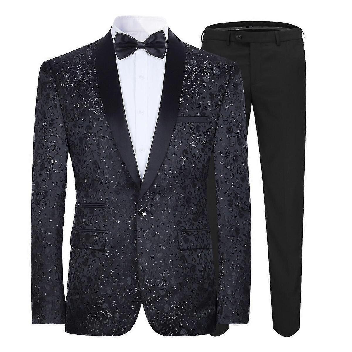 Ανδρικό Jacquard Tuxedo Suit Slim Fit 2-Piece Γάμος, Πάρτι, Αποφοίτηση Επίσημη Ενδυμασία