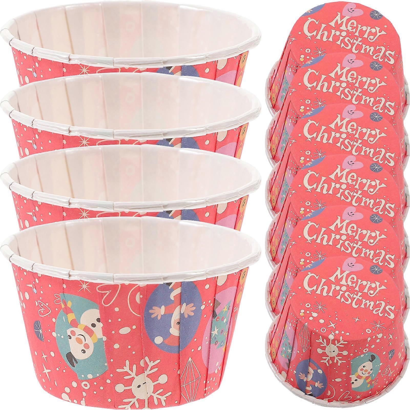 100pcs Cupcake Baking Wrappers Xmas Printed Pattern Muffin Liners Dessert Baking Paper Cups