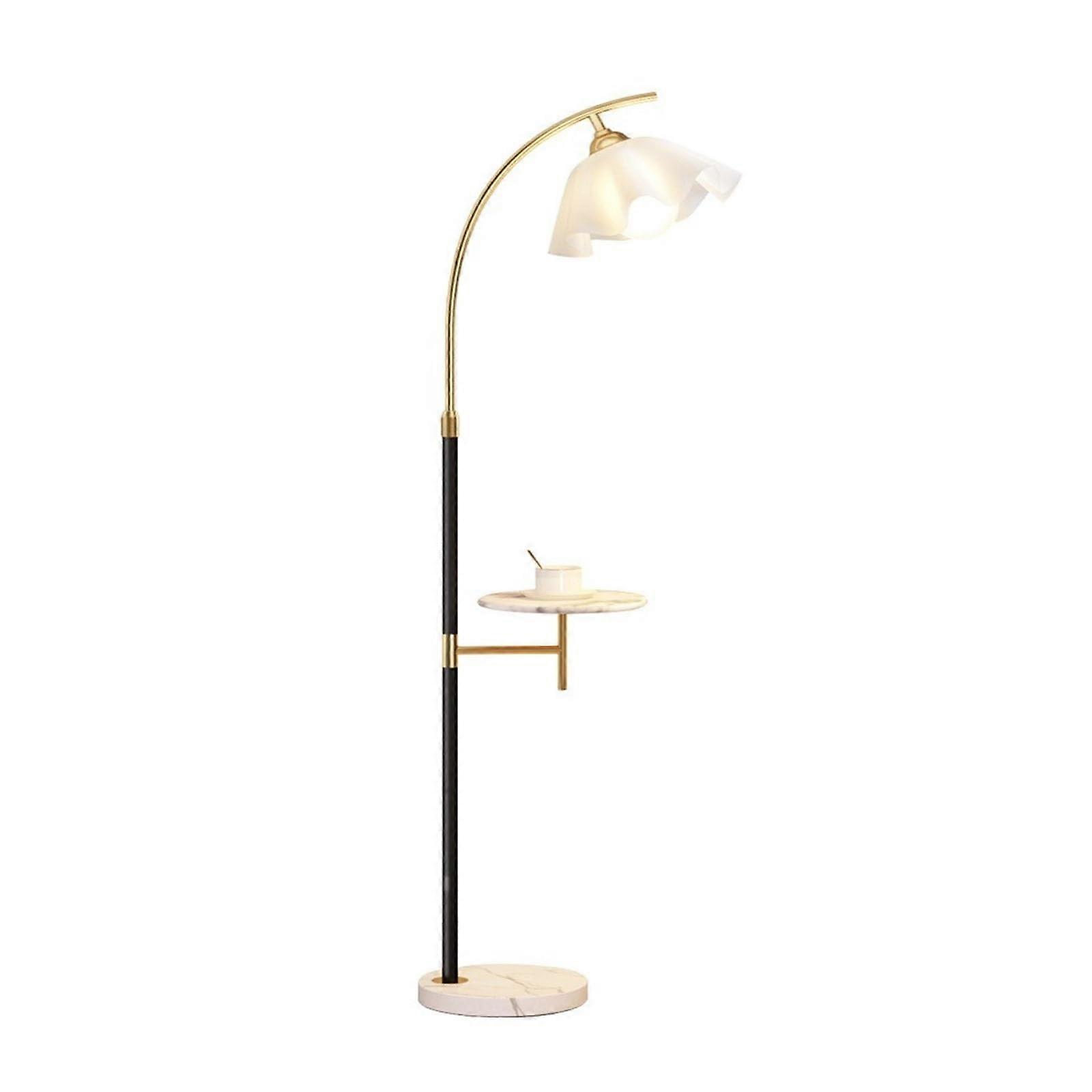 Floor Lamp with Table and USB Charging, Marble Base, Adjustable Lighting, Wireless Fast Charger