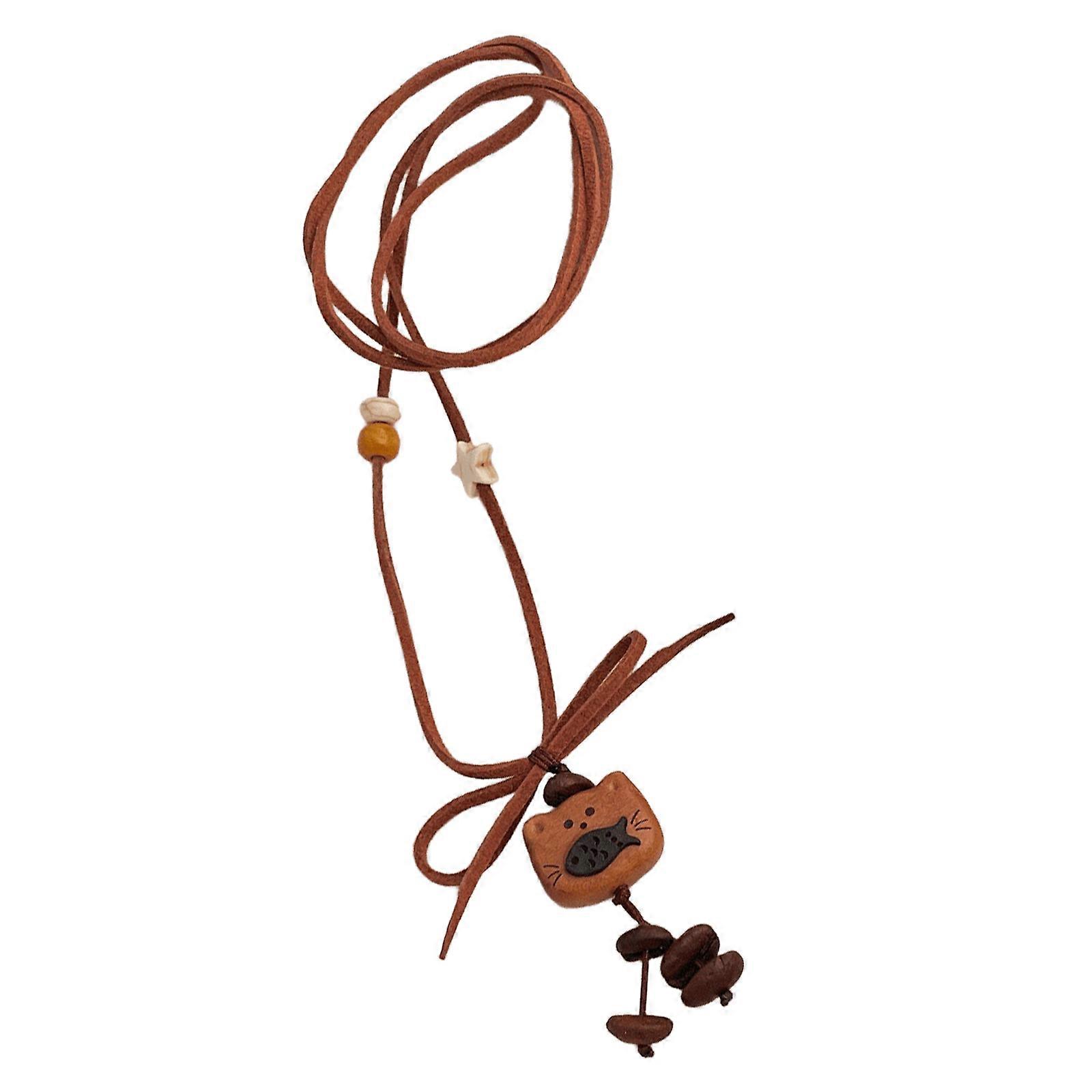 Unique Pull Cord Coffee Bean Bear Pendant On Adjustable Necklace With Retro Styles Multicolor