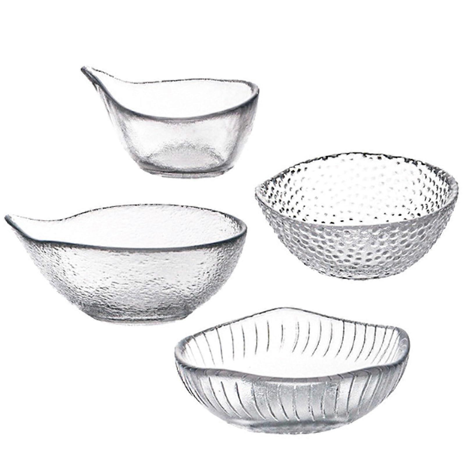 Glass Dessert Bowls Set of 4 HeatResistant Clear Serving Bowls for Sauce Candy and Condiments