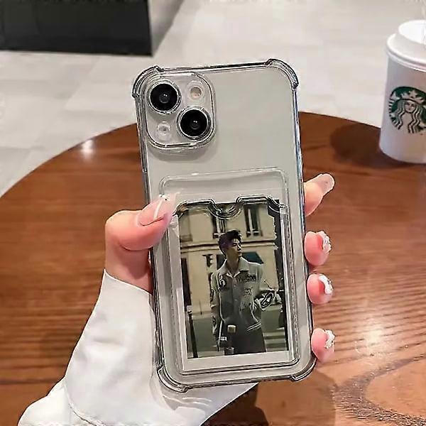 Phone Case Compatible with iPhone 16 15 14 13 Pro Max 11 12 Mini X XR XS 7 8 Plus SE2, Transparent Wallet Case with Card Slot, Shockproof Holder,