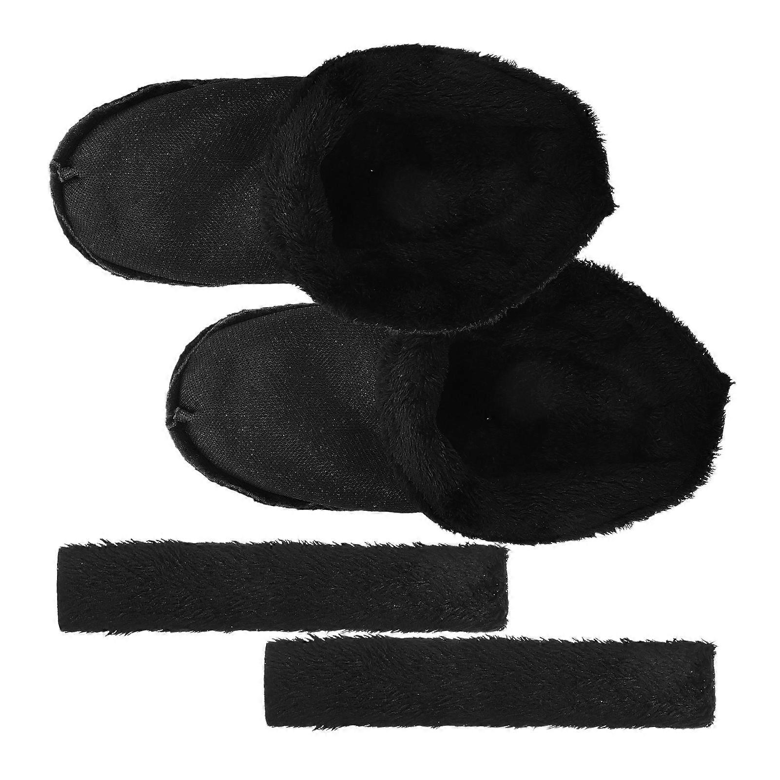 Schwarze Plüsch-Einlegesohlen für Winterschuhe, 1 Set