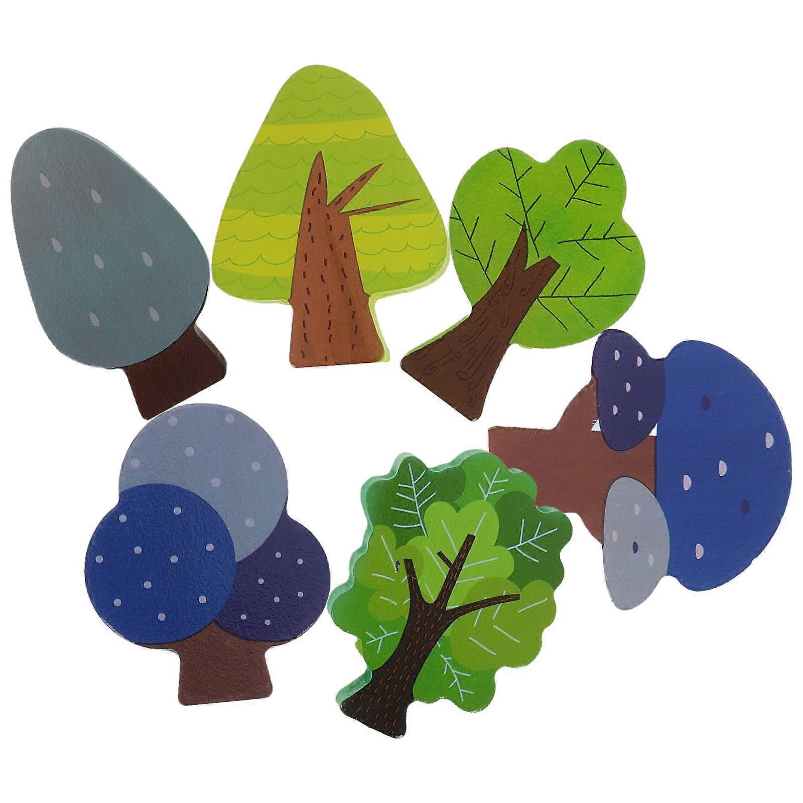 Wooden Tree Toy Set for Train Track with 6 Miniature Decorative Trees