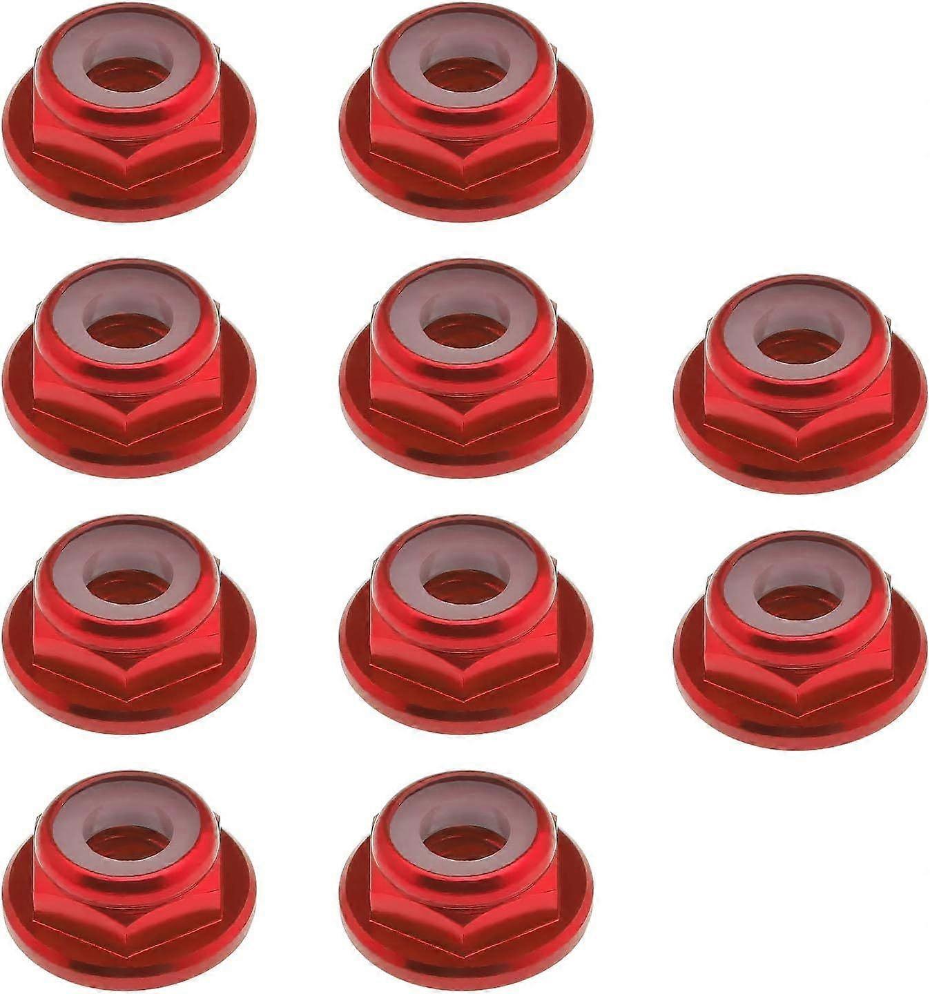 Ternel 10x M4 Aluminum Alloy Flange Nuts Insert Self-Locking Hex Nuts,Red