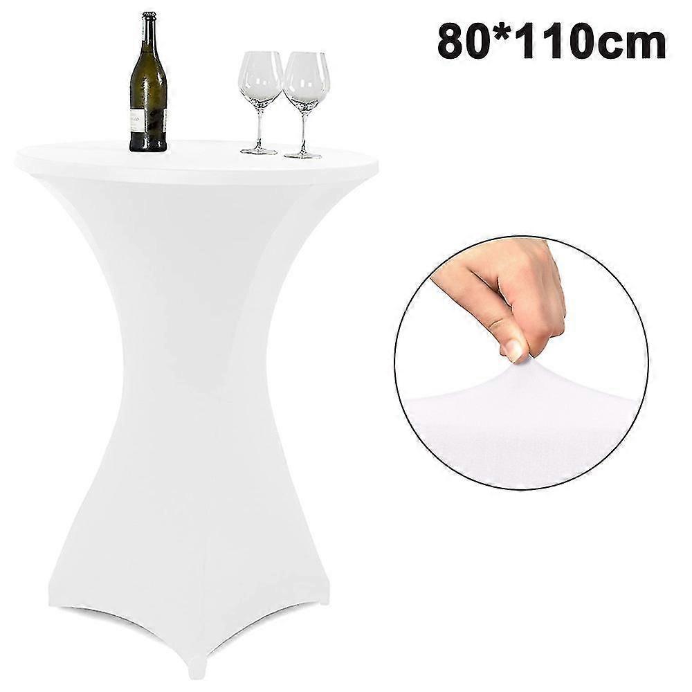Cocktail Round Spandex Table Cover,four-way Stretch,white,80x110cm