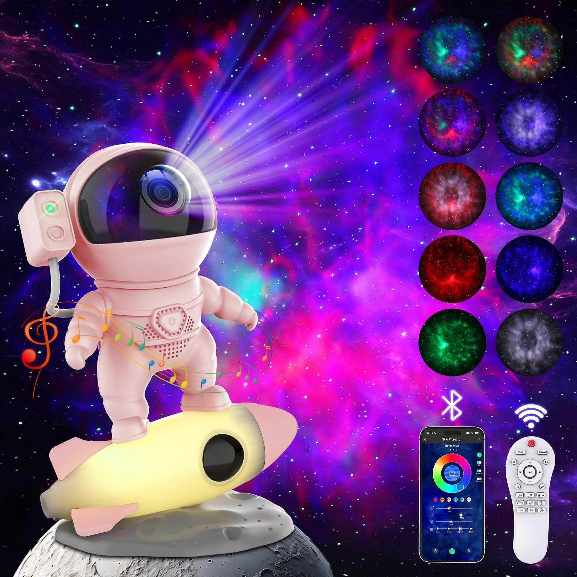Astronaut Galaxy Projector with Bluetooth 5.1 Audio, 15 White Noise Modes, 360° Rotation, Timer