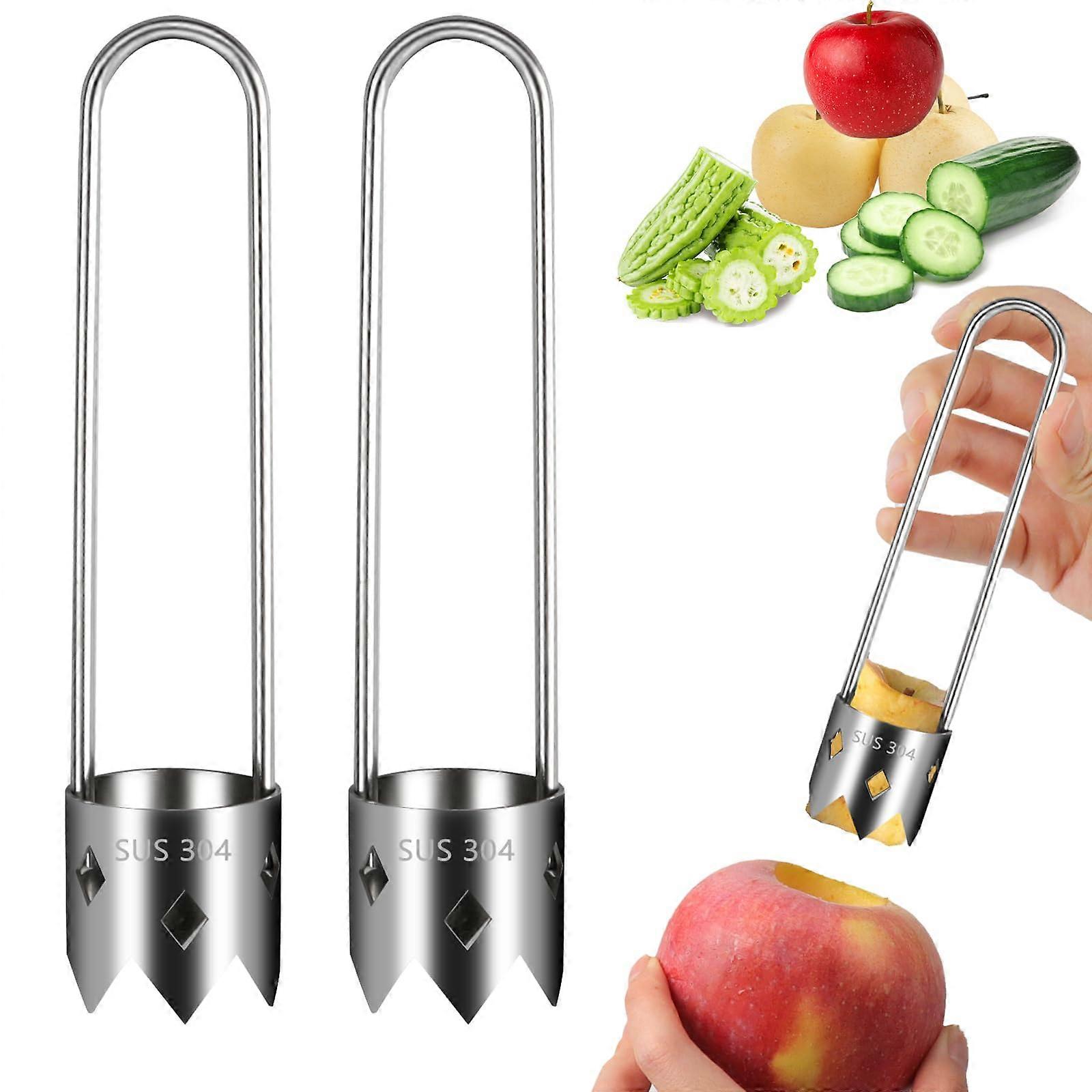 Vegetable Corer and Apple Corer Set, Stainless Steel Fruit Coring Tool for Bell Peppers, Pears, Cucumbers