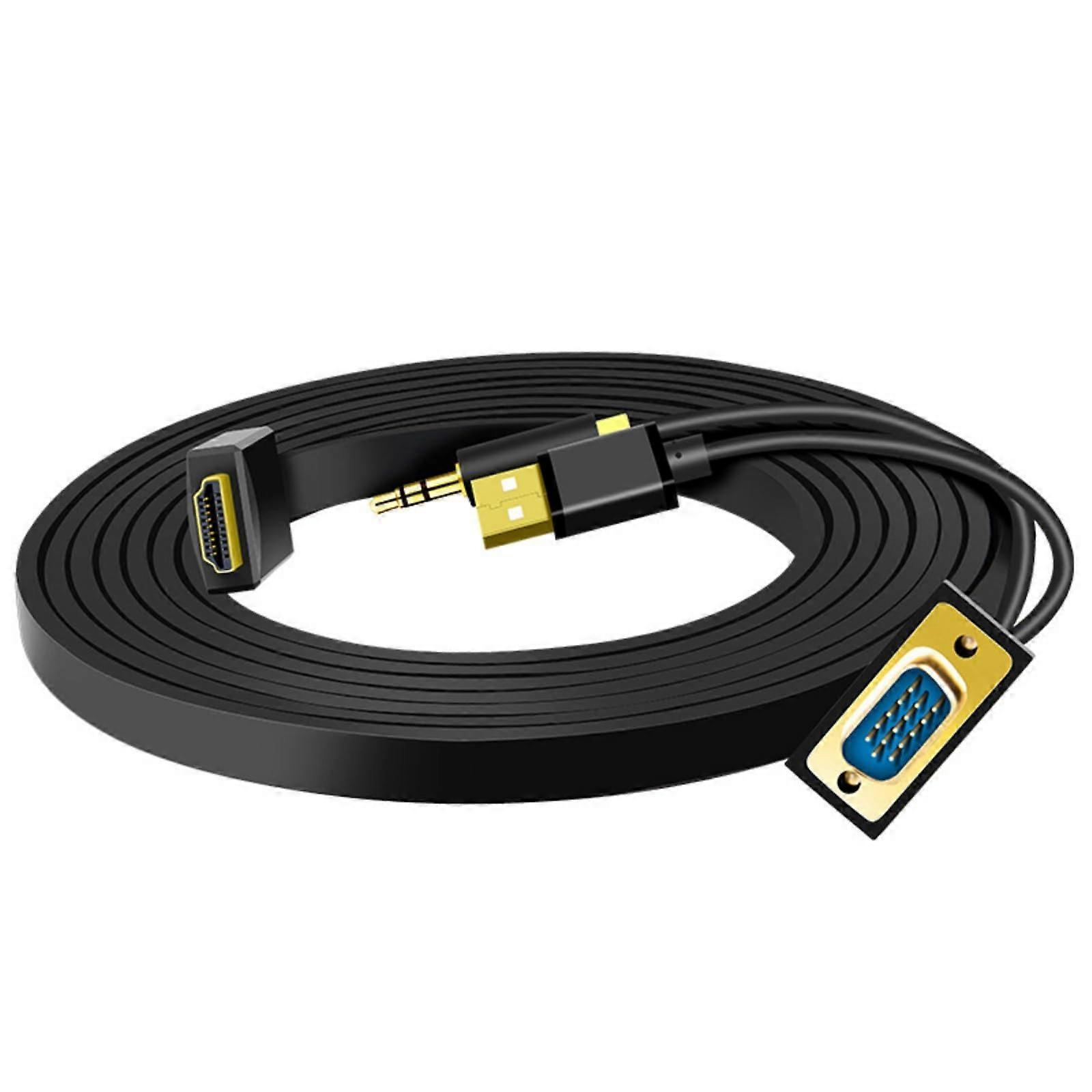 HDTV to VGA Adapter With 3.5mm USB Cable For Laptop PC Monitor Projector