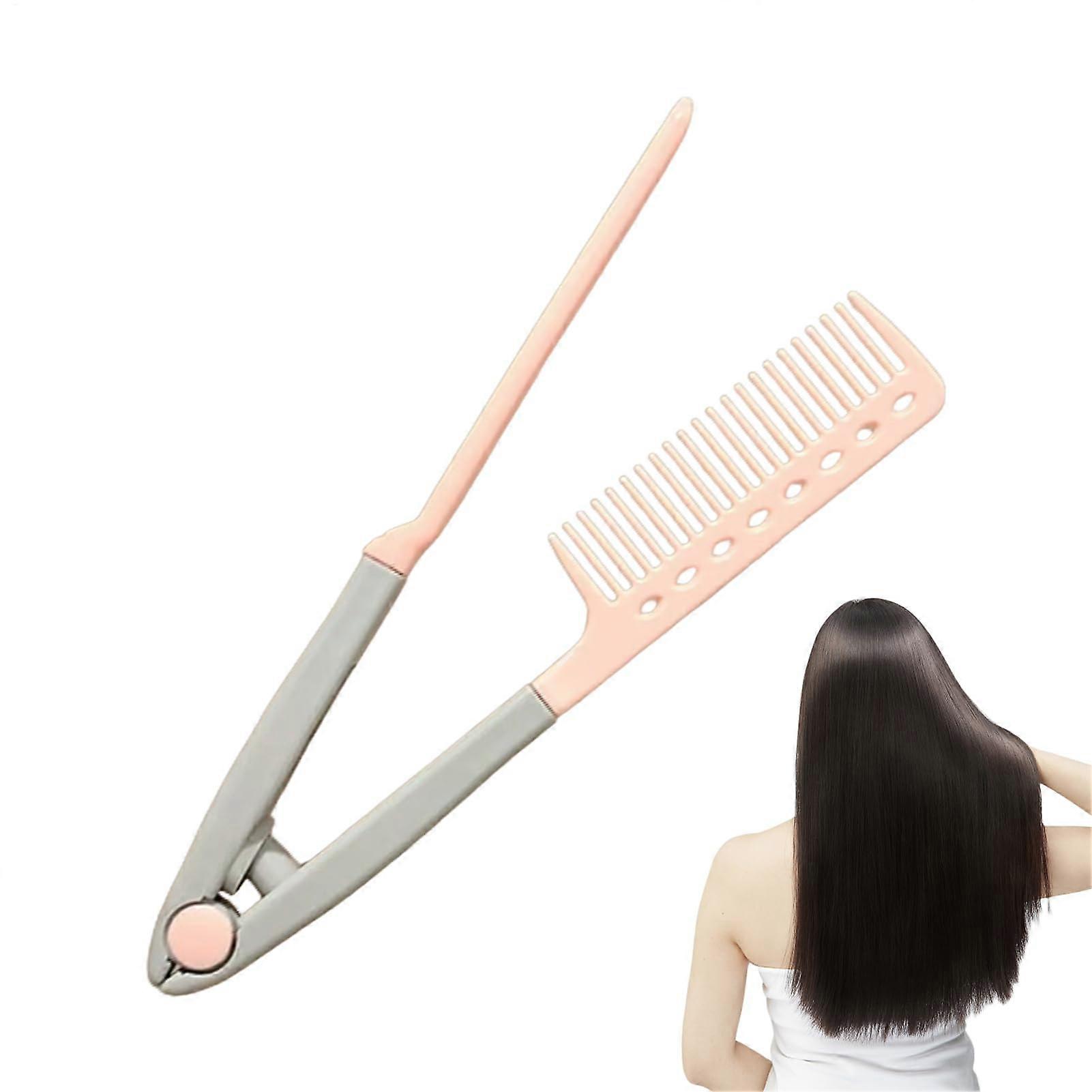 Hair Straightener Ceramic V Type Comb for Salon and Home Use Frizz Control Smooth Shiny Finish 24.5cm Pink