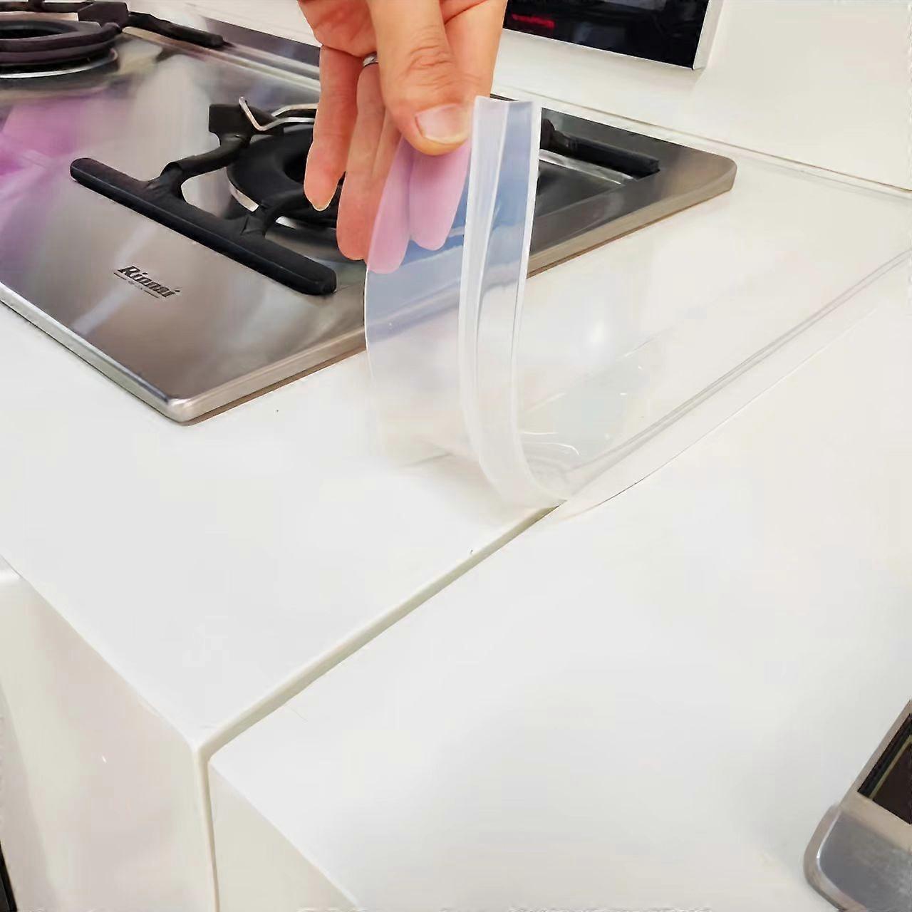 Bande d'��tanch��it�� en Silicone pour cuisine, ��tanche, Anti-huile, Anti-taches, bande d'insertion noire/blanche pour cuisini��re �� gaz, outil 