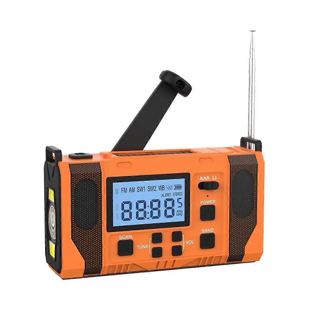 Emergency Weather Radio with Solar and Hand Crank, 10000mAh Power Bank, AM/FM and Weather Alerts, LED Lamp