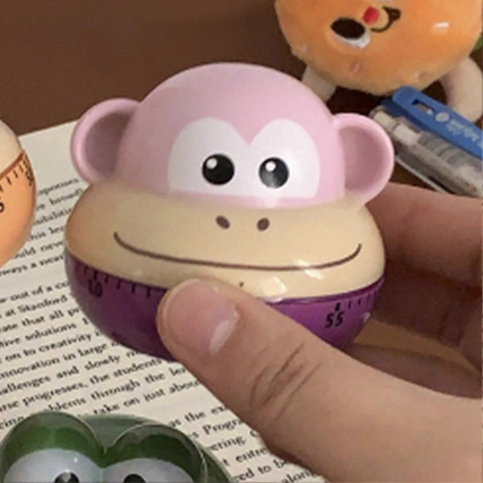 Mechanical Kitchen Timers Cartoon Animal Shape Accurate 60 Minutes Manual Timer for Students Little Monkey 