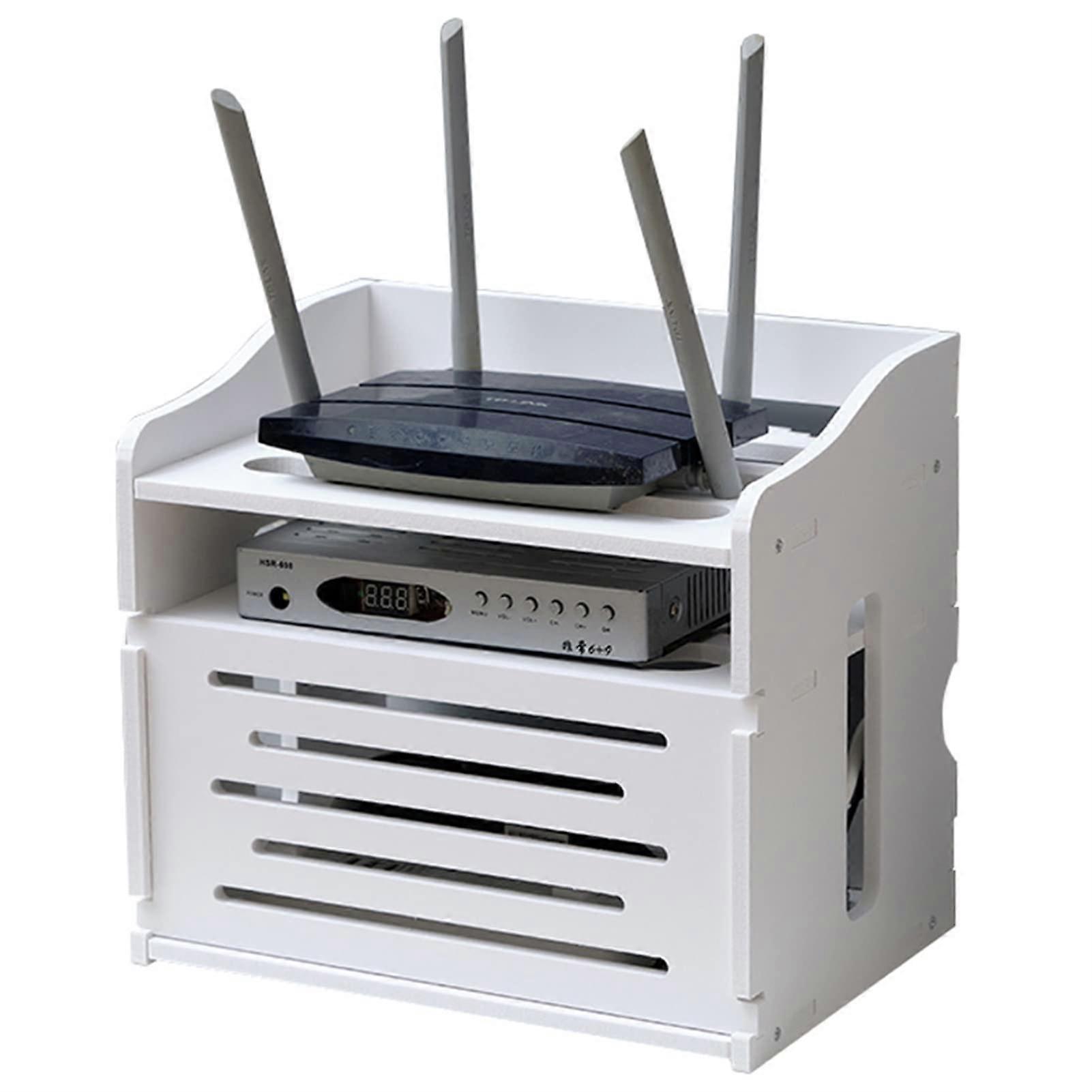 WiFi Router Storage Box Wall Mounted Shelf for Cable Management and MultiDevice Space Saving 36x26x27.5cm
