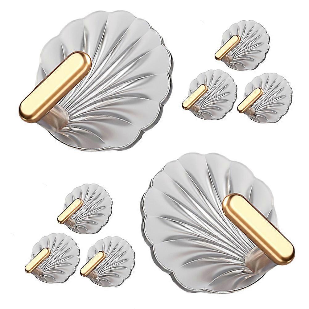 8Pcs Wall Hook Decorative Hooks for Hanging Towels Transparent Shell Design