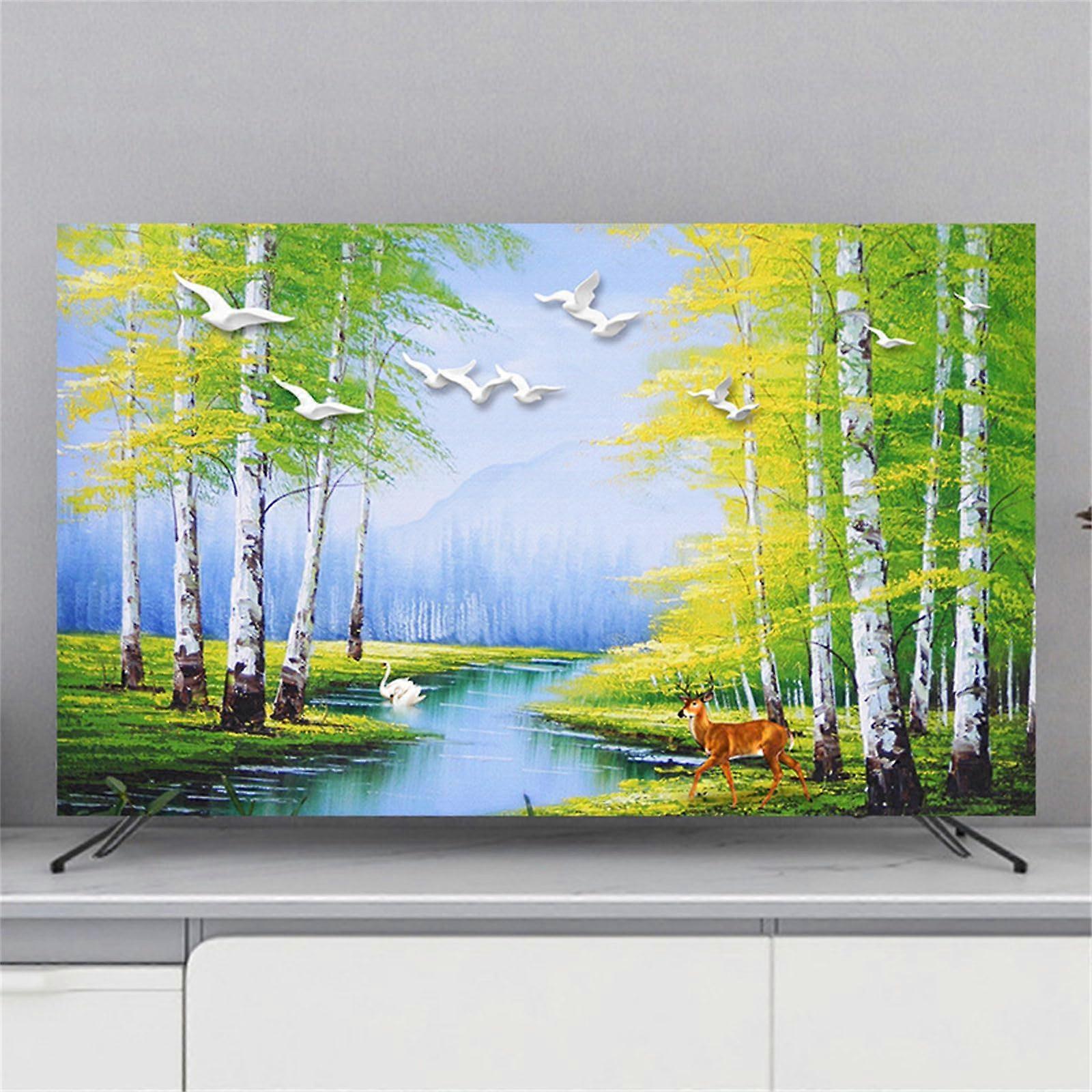 TV Dust Cover 3D Elk Pattern Breathable Elastic Screen Protector Stylish Decor for 3280 Inch