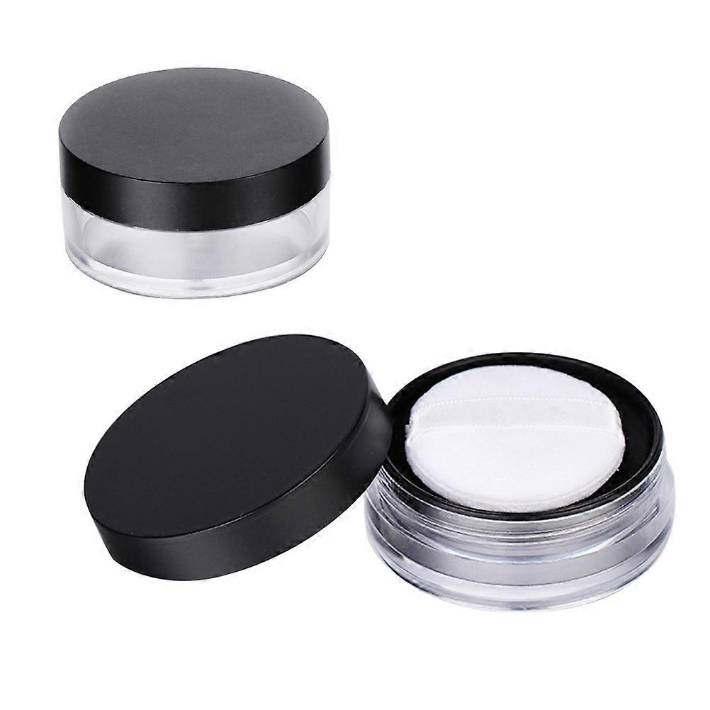 Makeup Powder Container Powder Puff Case for Storage 2Pcs Black
