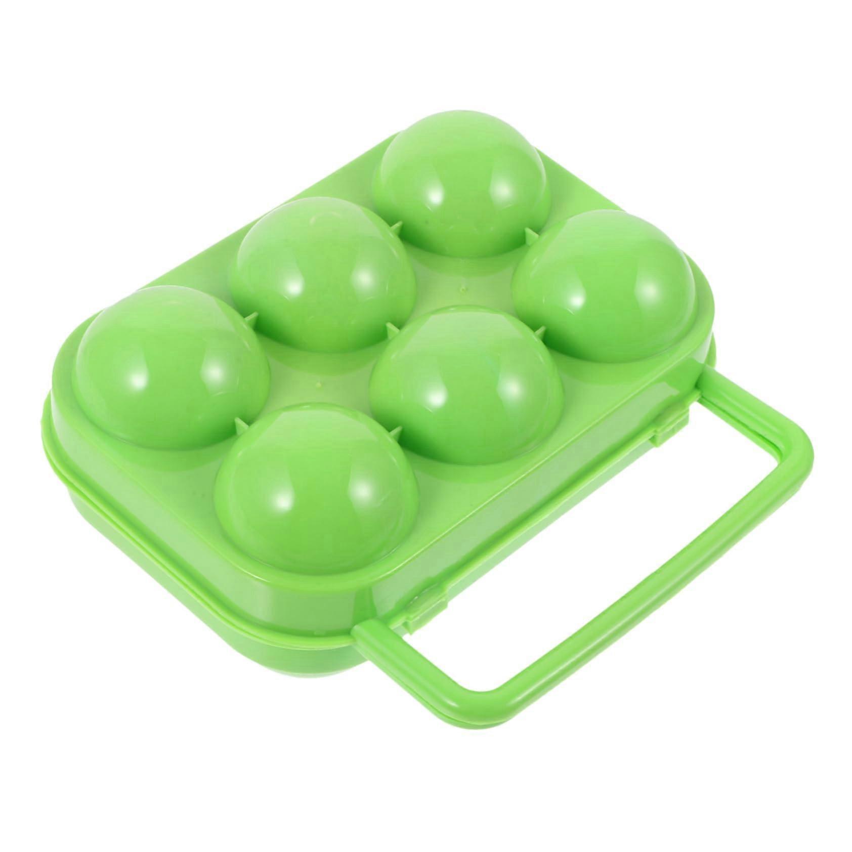 Egg Storage Container with Secure Locking Cover, Portable 6 Egg Carrier for Camping, Kitchen, Green
