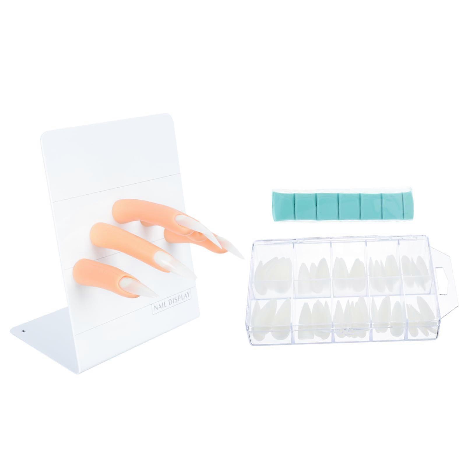 Practice Nail Art Hand with Realistic Finger Simulation for Acrylic Nail Training and Display