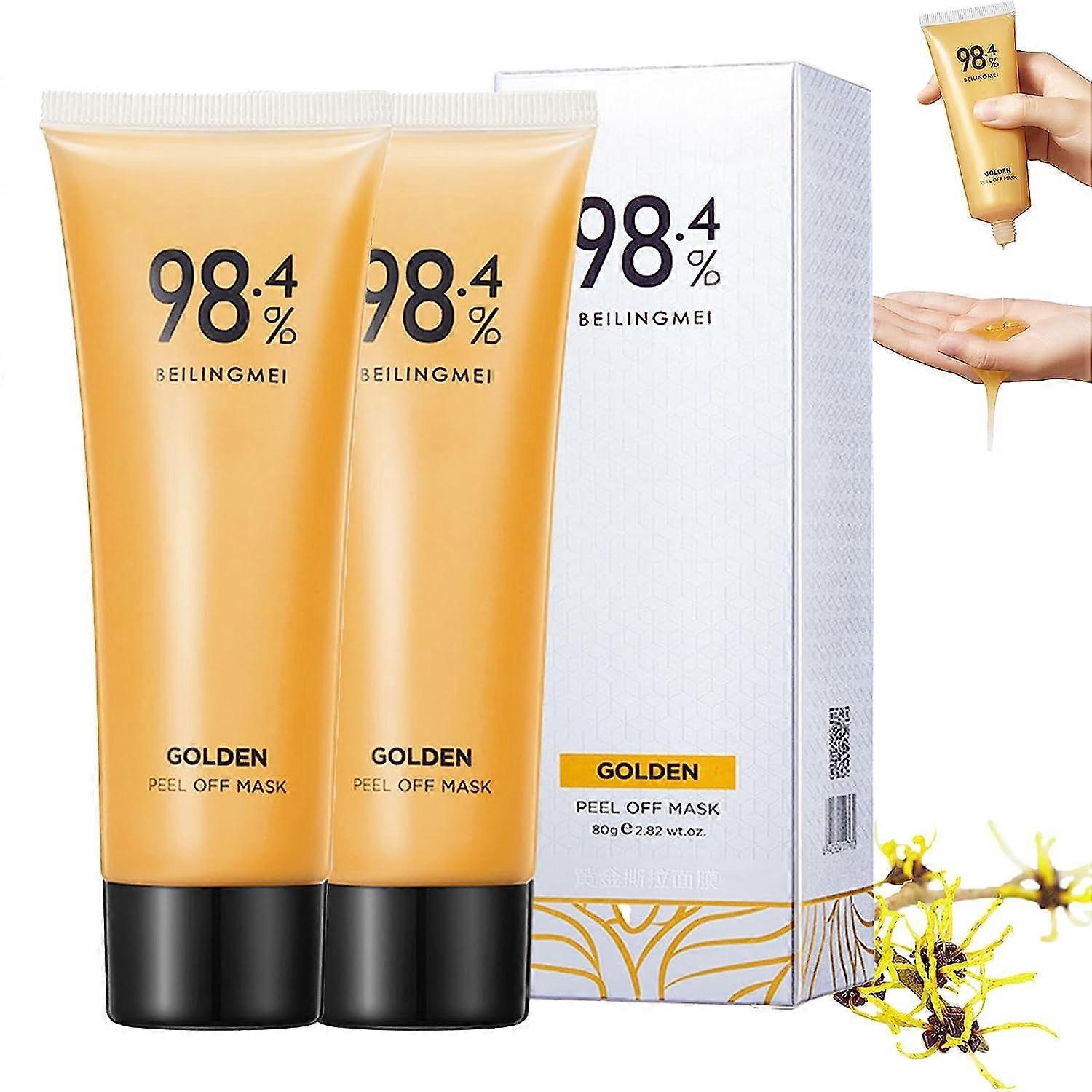 98.4% Gold Exfoliating Face Mask, Deep Cleansing and Fine Line Reduction, 2 Pieces