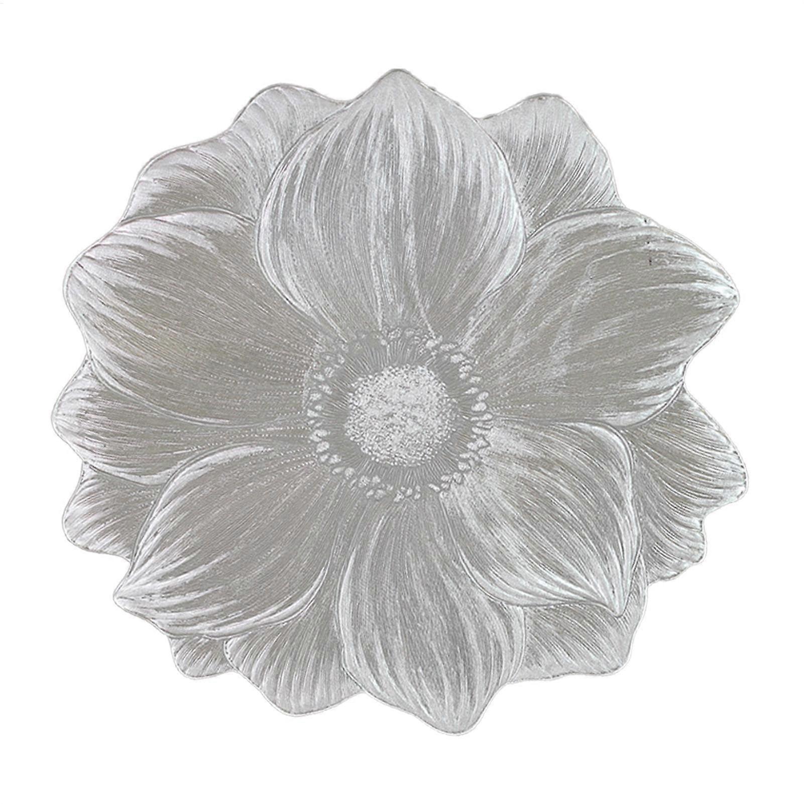 Flower Shaped Heat Resistant Placemat PVC Durable Table Mat EcoFriendly Dining Silver